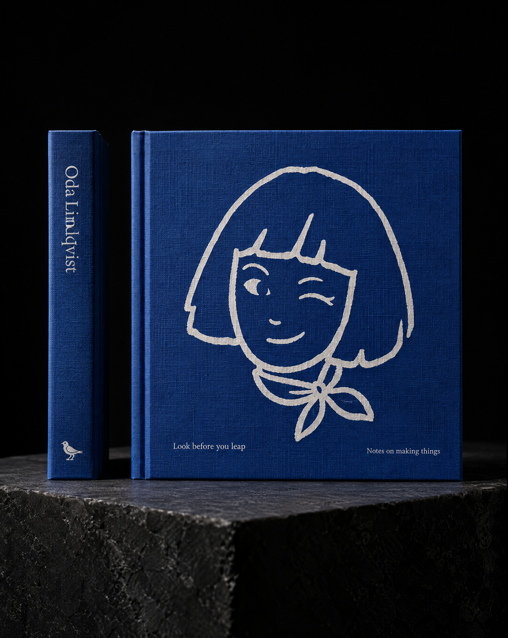 Books & Journals Cobalt cloth hardcover white screen-print face spine — custom books by Print Peppermint, specialty print with screen print on cloth