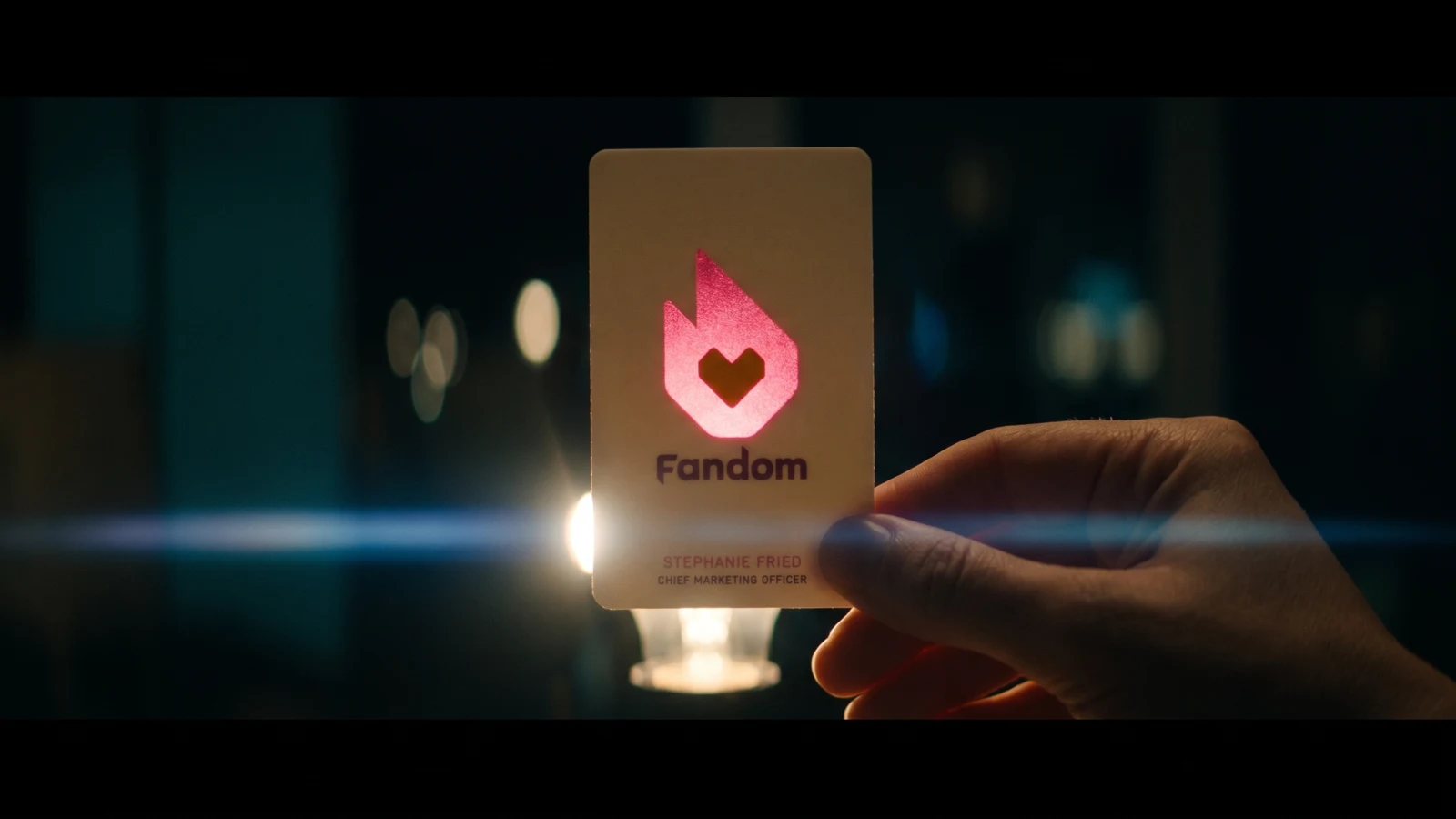 A plastic card with one window
