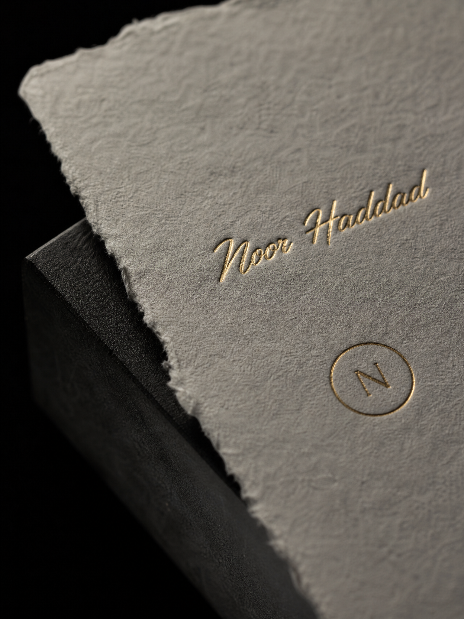 Deckle and gold, dove grey — macro, by Print Peppermint