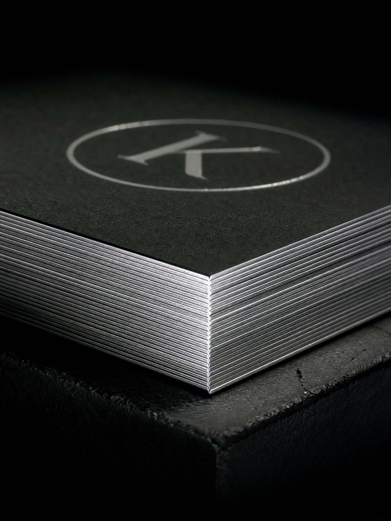 Gilded edge box, silver on charcoal — macro, by Print Peppermint