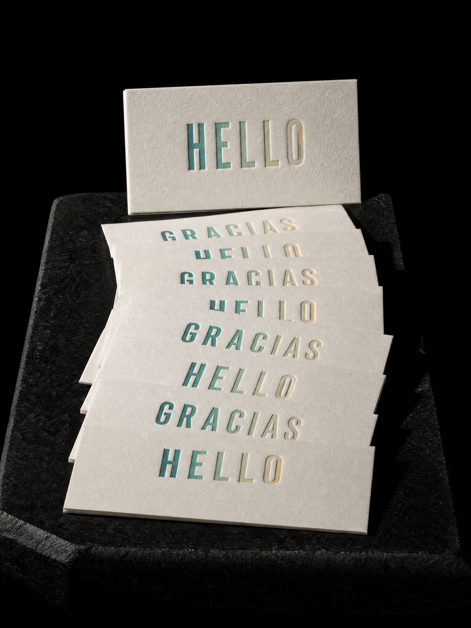 Notecards for Print Peppermint design exercise with a neat stack of 12 slim notecards 2×3.