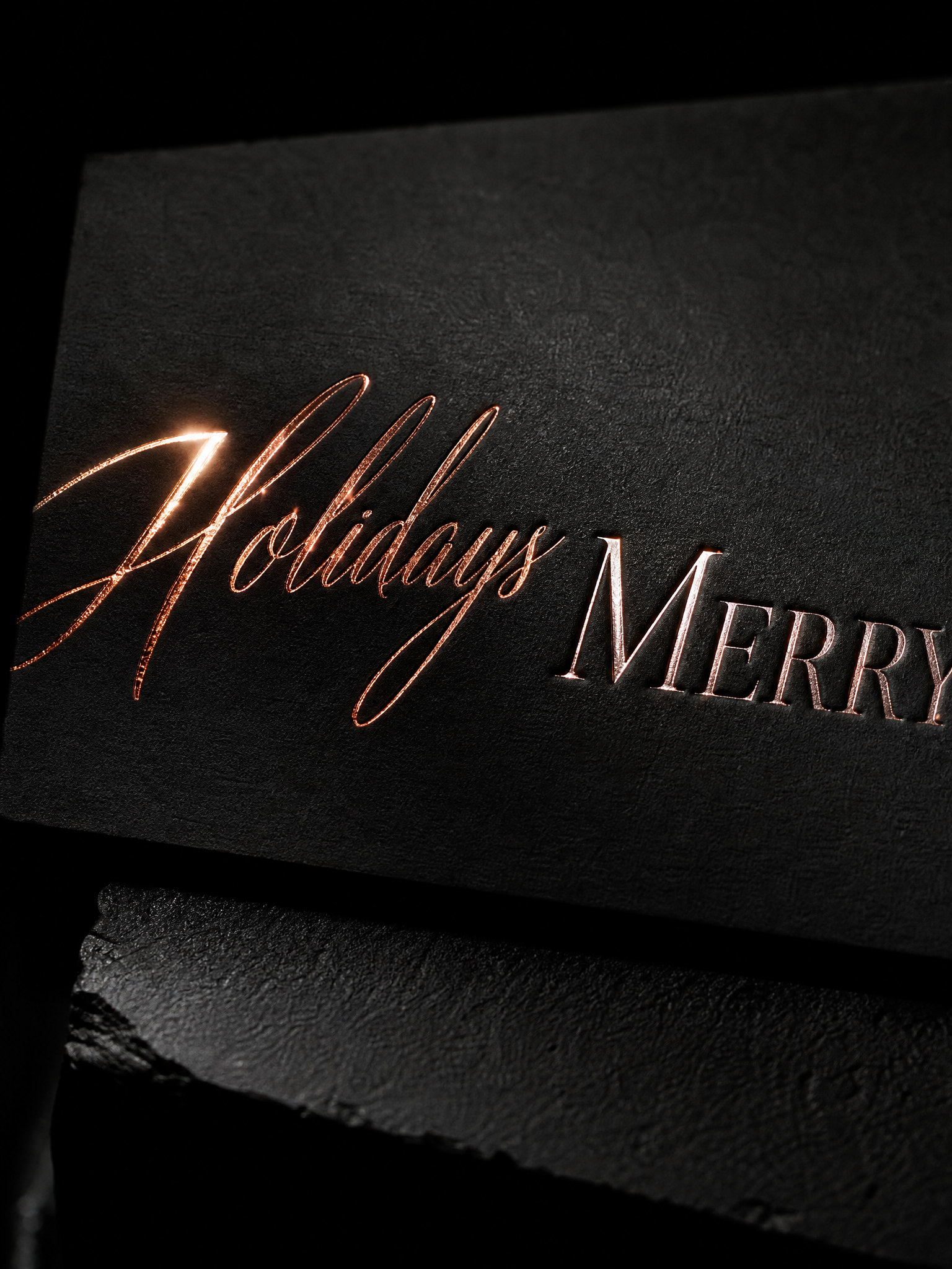 Holiday set, warm on black — macro, by Print Peppermint