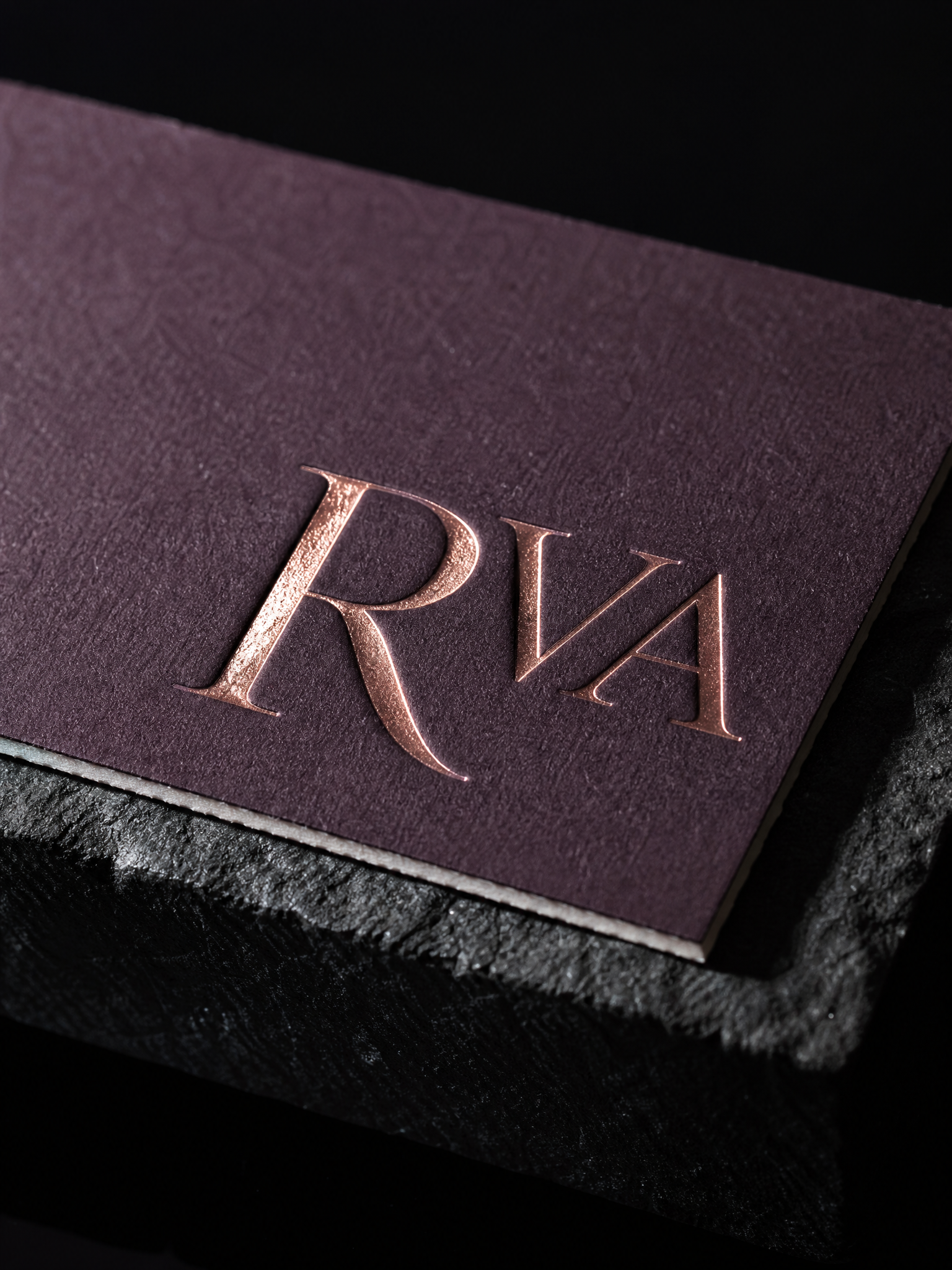 Monogram on a slab, plum — macro, by Print Peppermint