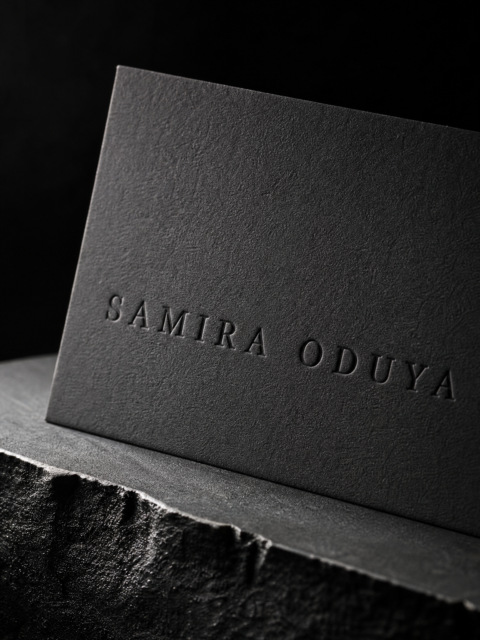 Name in blind, black cotton — macro, by Print Peppermint