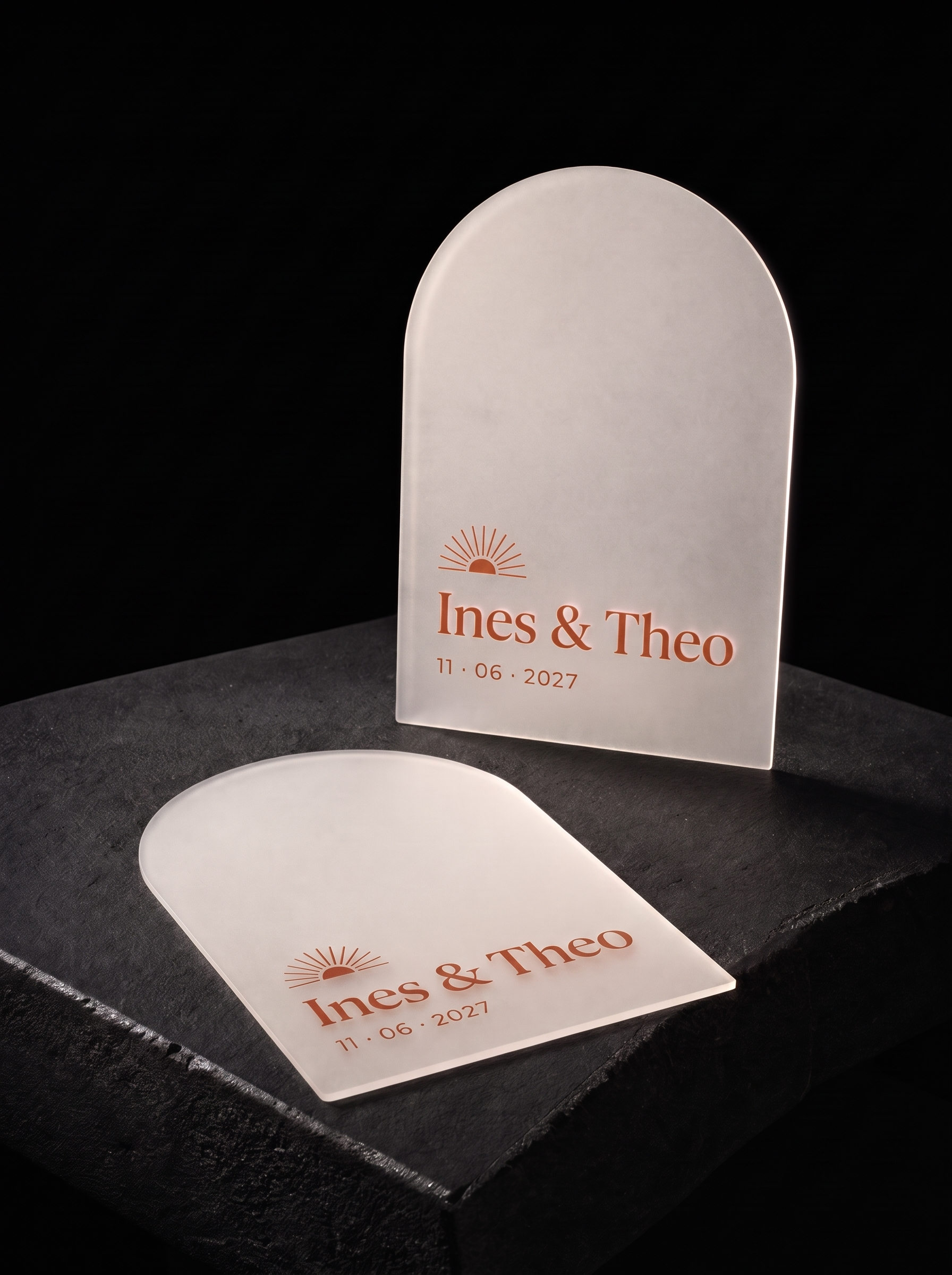Business-cards for Print Peppermint design exercise with white ink, spot colour, , raised spot uv foil stamping, frosted, crystal clear, mirror, holographic, smoke and colour-tinted pvc, frosted acrylic and die cut, punched, duplexed two-tone edge.