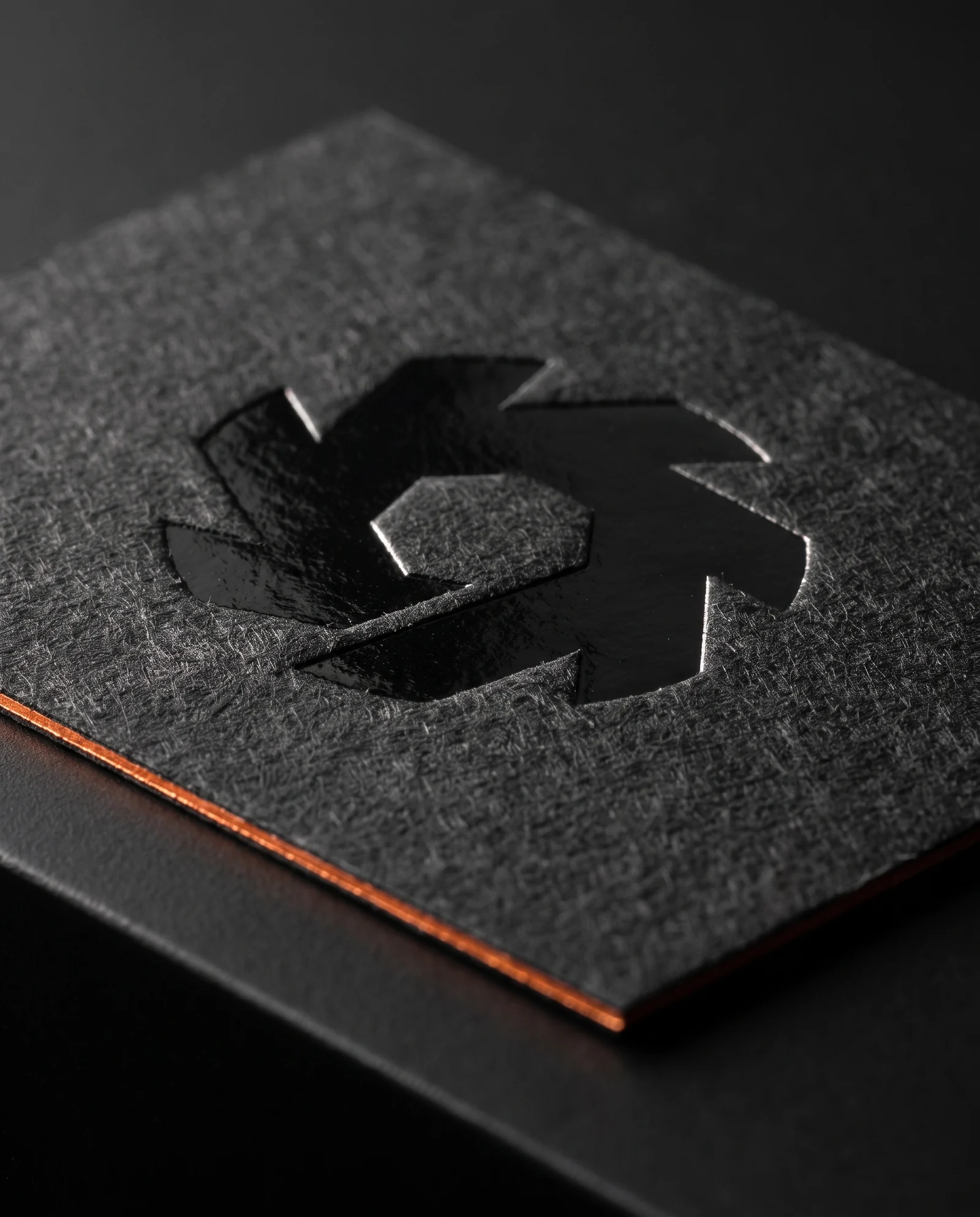 A, close — foil deboss on uncoated