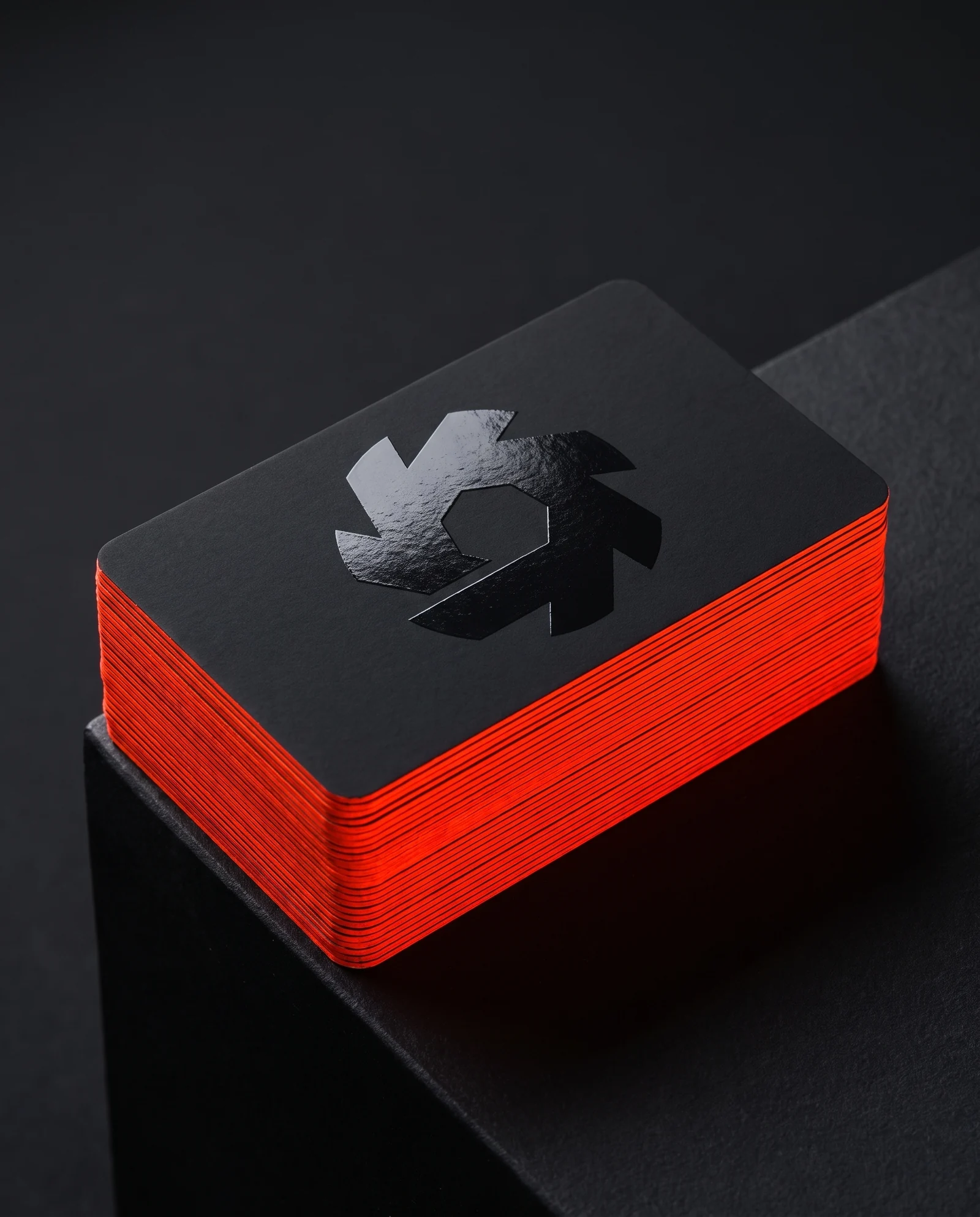 Direction B — soft-touch, two blacks + spot UV