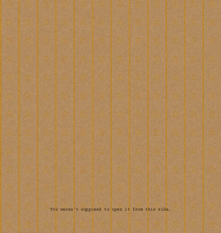 Flat artwork of the inside print: pale yellow pinstripes and chevrons on kraft