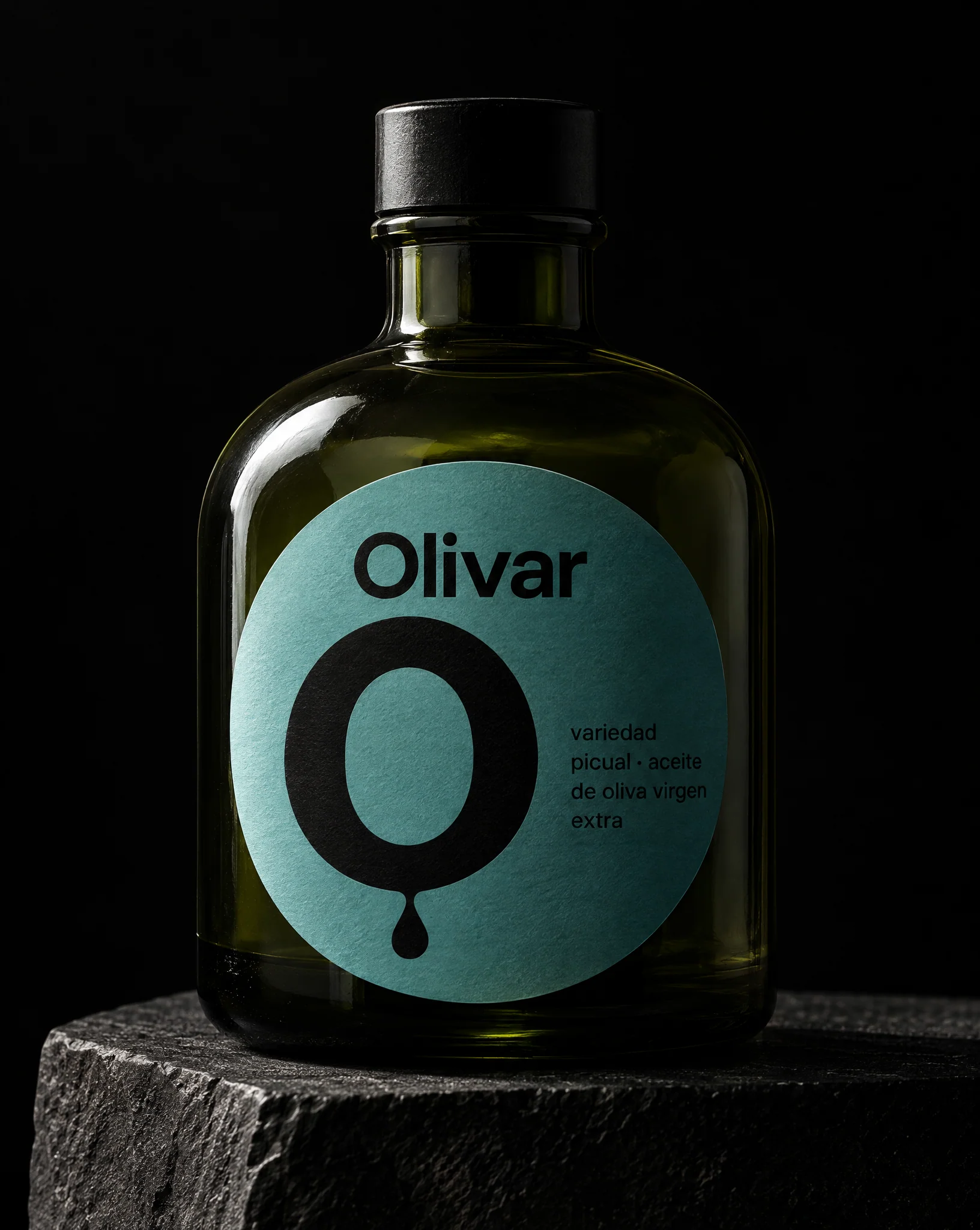 Olivar circular oil label printed on uncoated stock