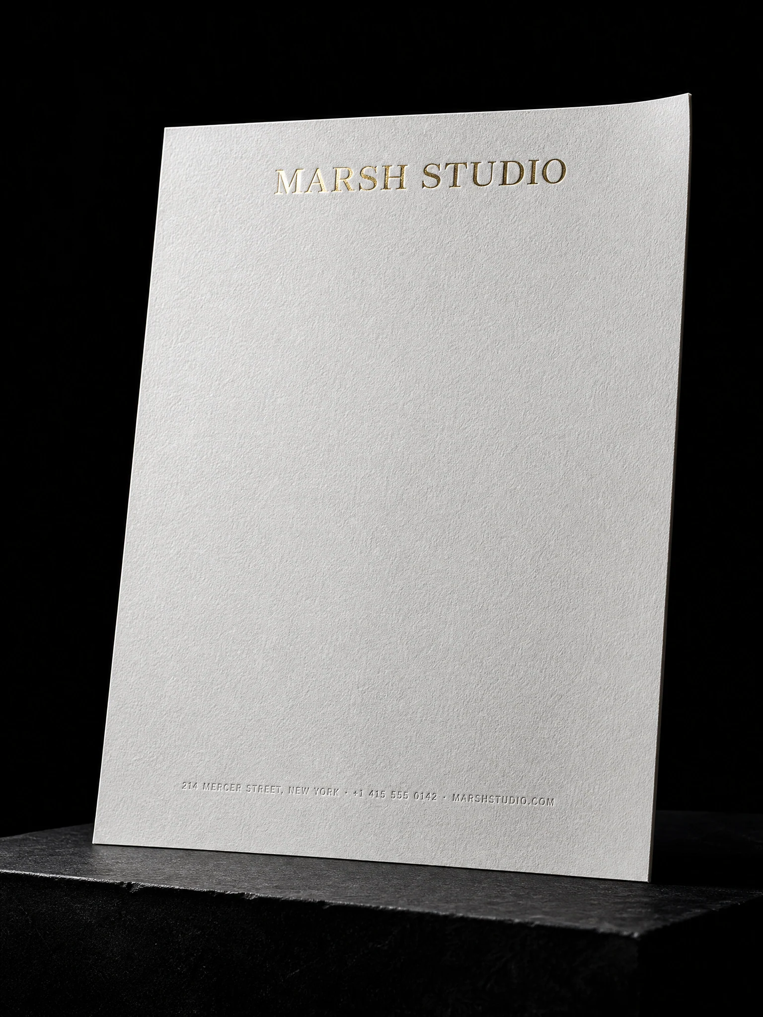 Gold foil, hot foil stamping letterhead.