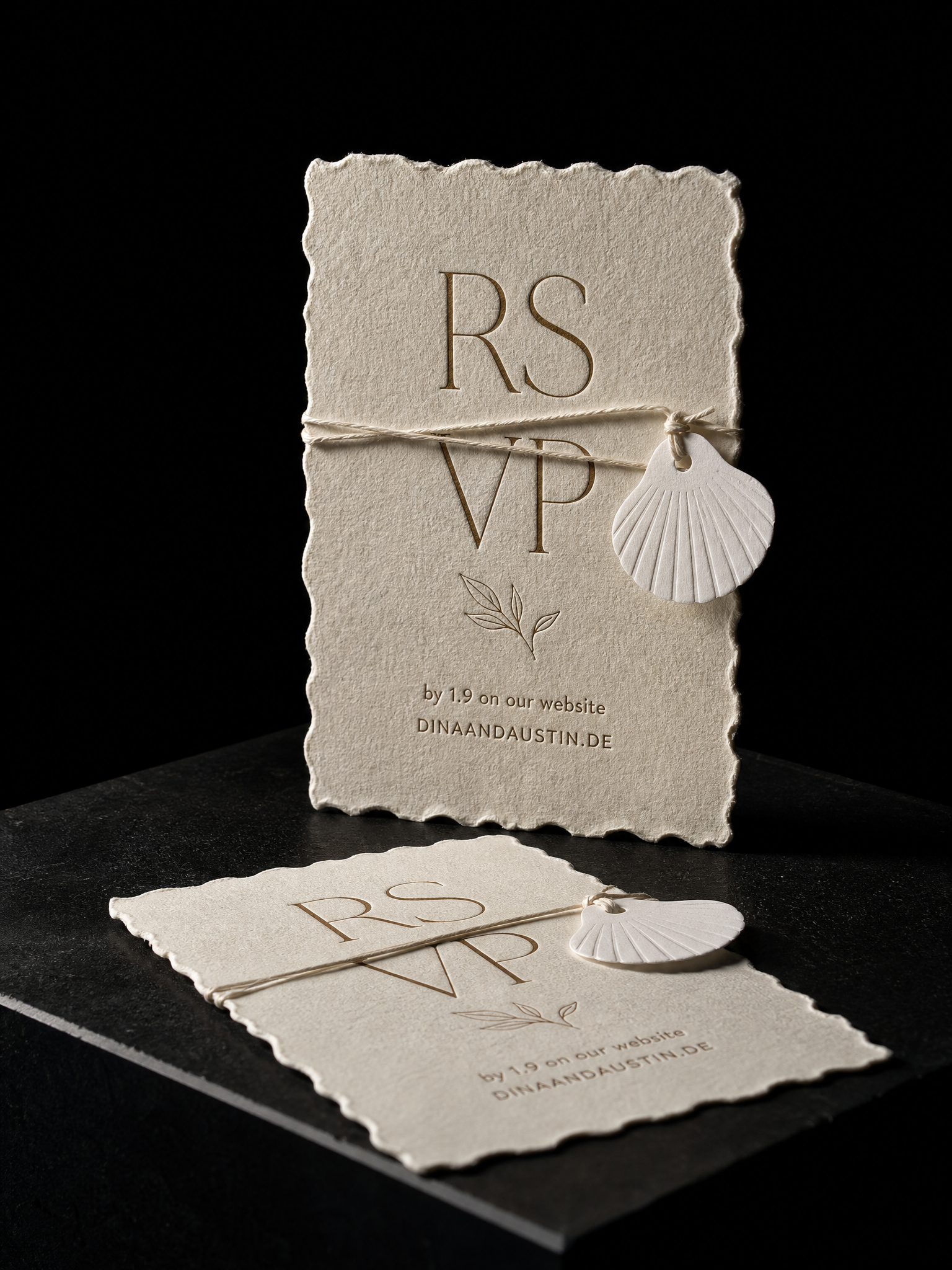 Dina & Austin wedding invitation concept (run 1), Berlin 2026 — designed and produced by Print Peppermint