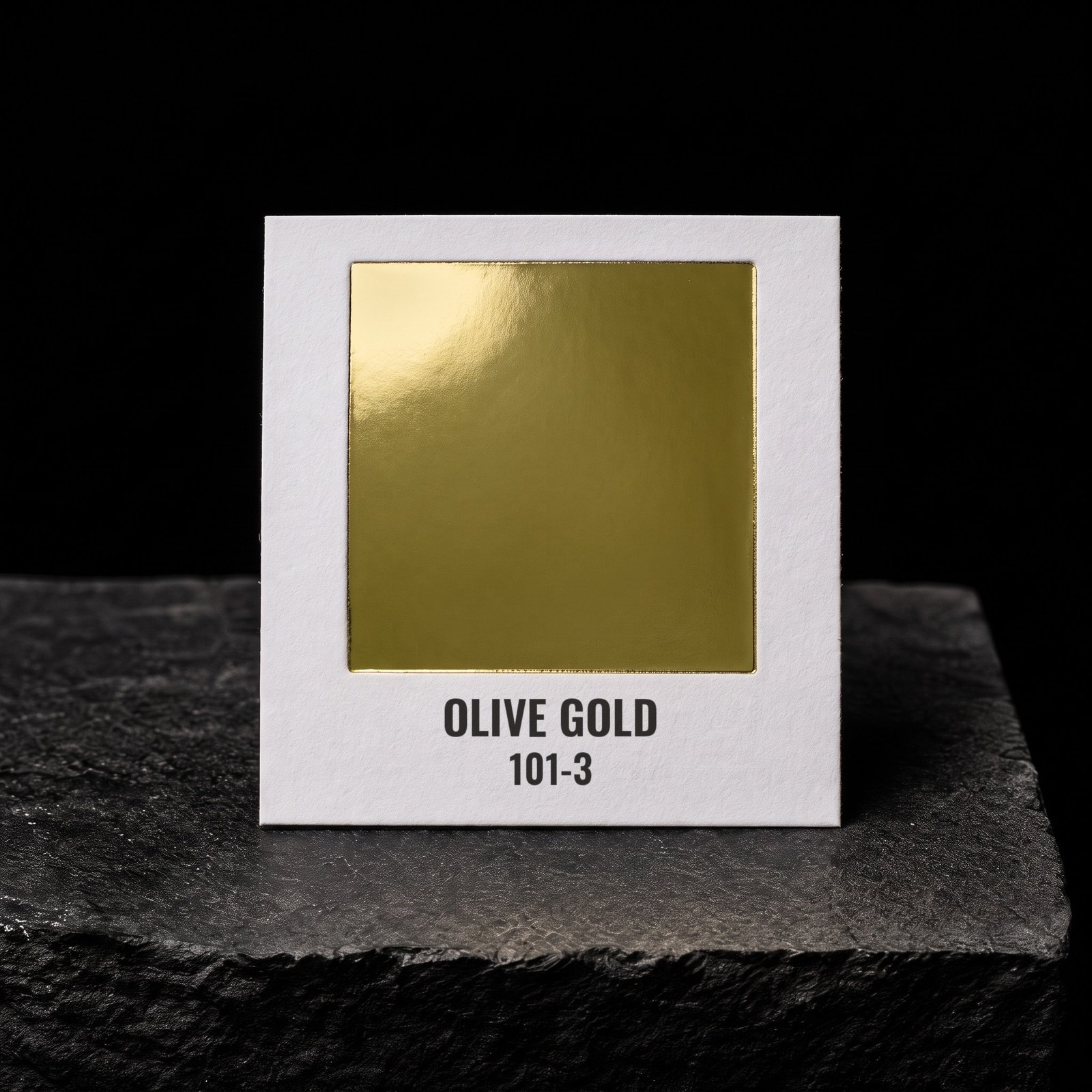 Olive Gold 101-3, real foil chip on slate