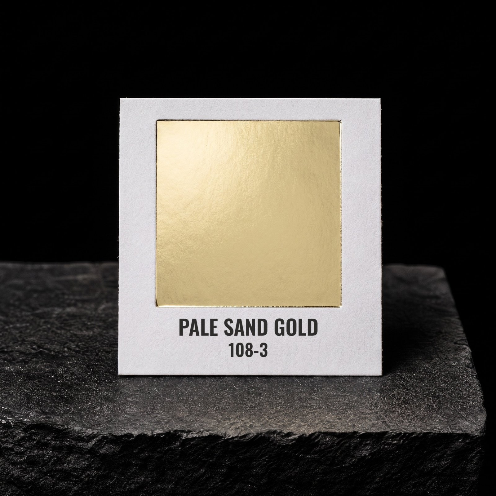 Pale Sand Gold 108-3, real foil chip on slate