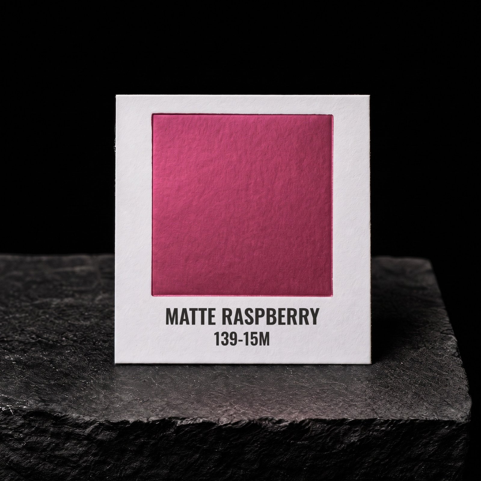 Matte Raspberry 139-15M, real foil chip on slate