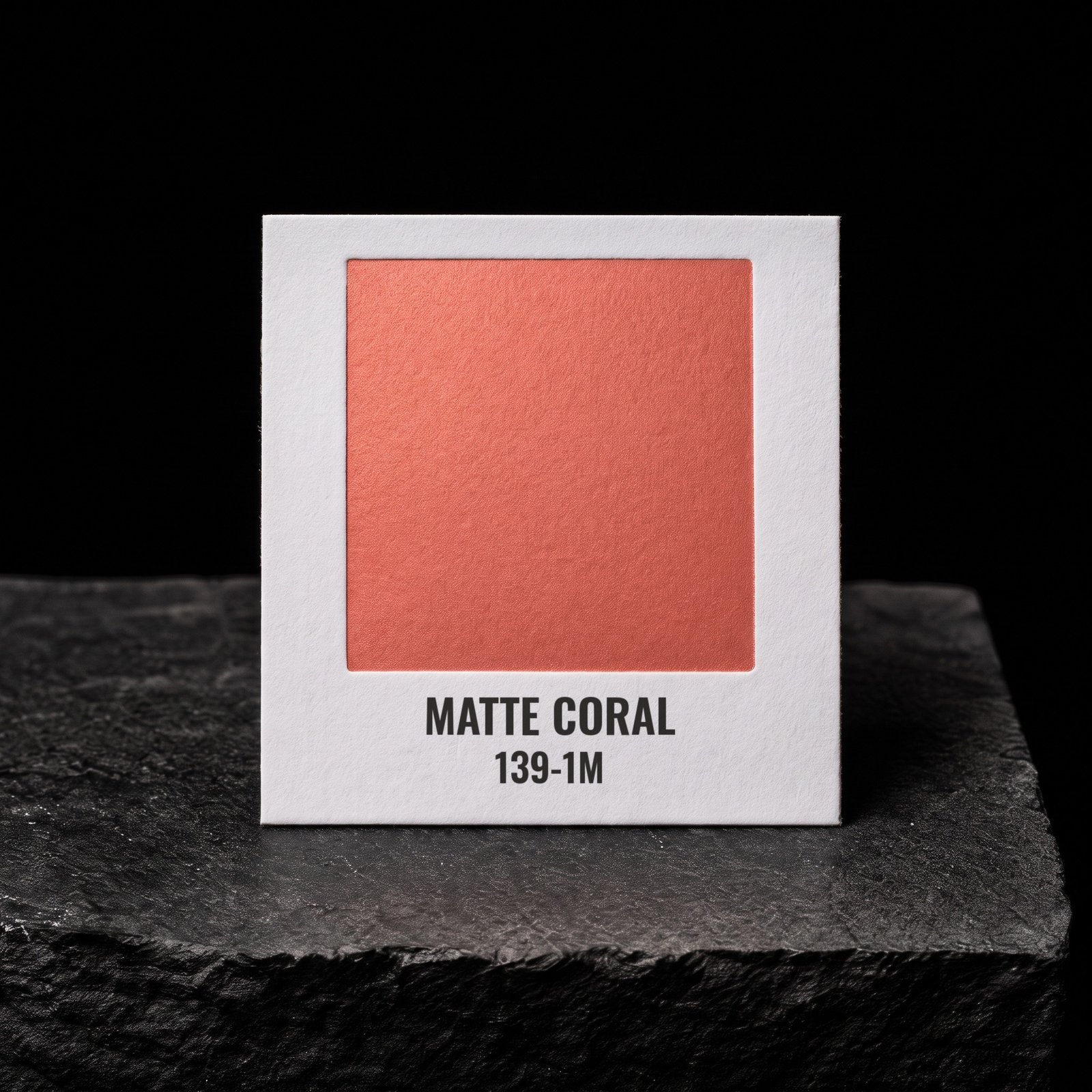 Matte Coral 139-1M, real foil chip on slate