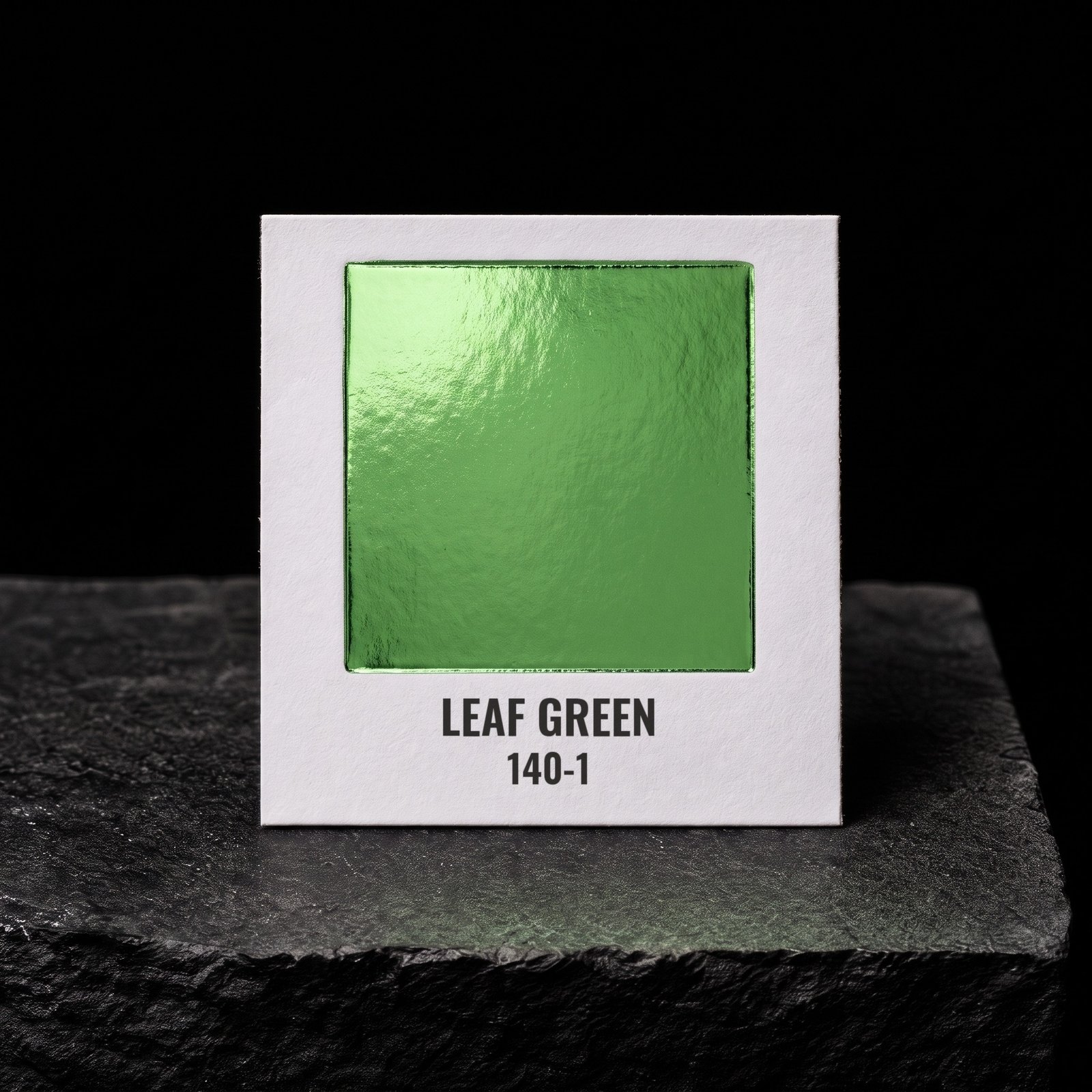 Leaf Green 140-1, real foil chip on slate