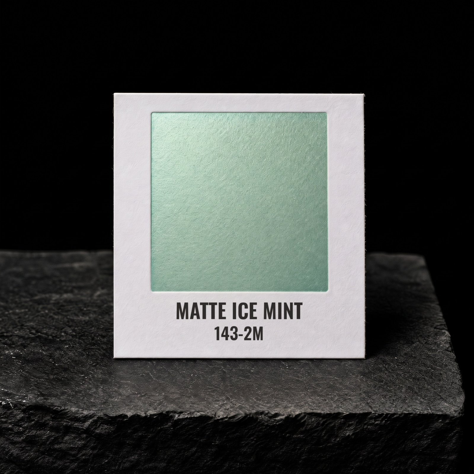 Matte Ice Mint 143-2M, real foil chip on slate