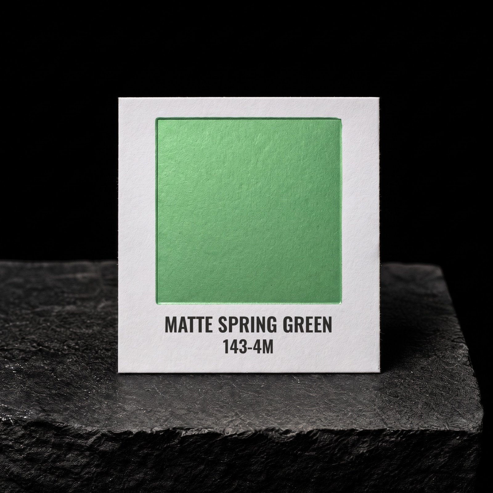 Matte Spring Green 143-4M, real foil chip on slate