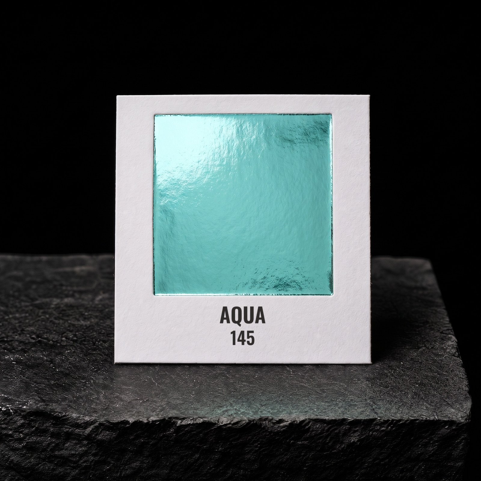 Aqua 145, real foil chip on slate