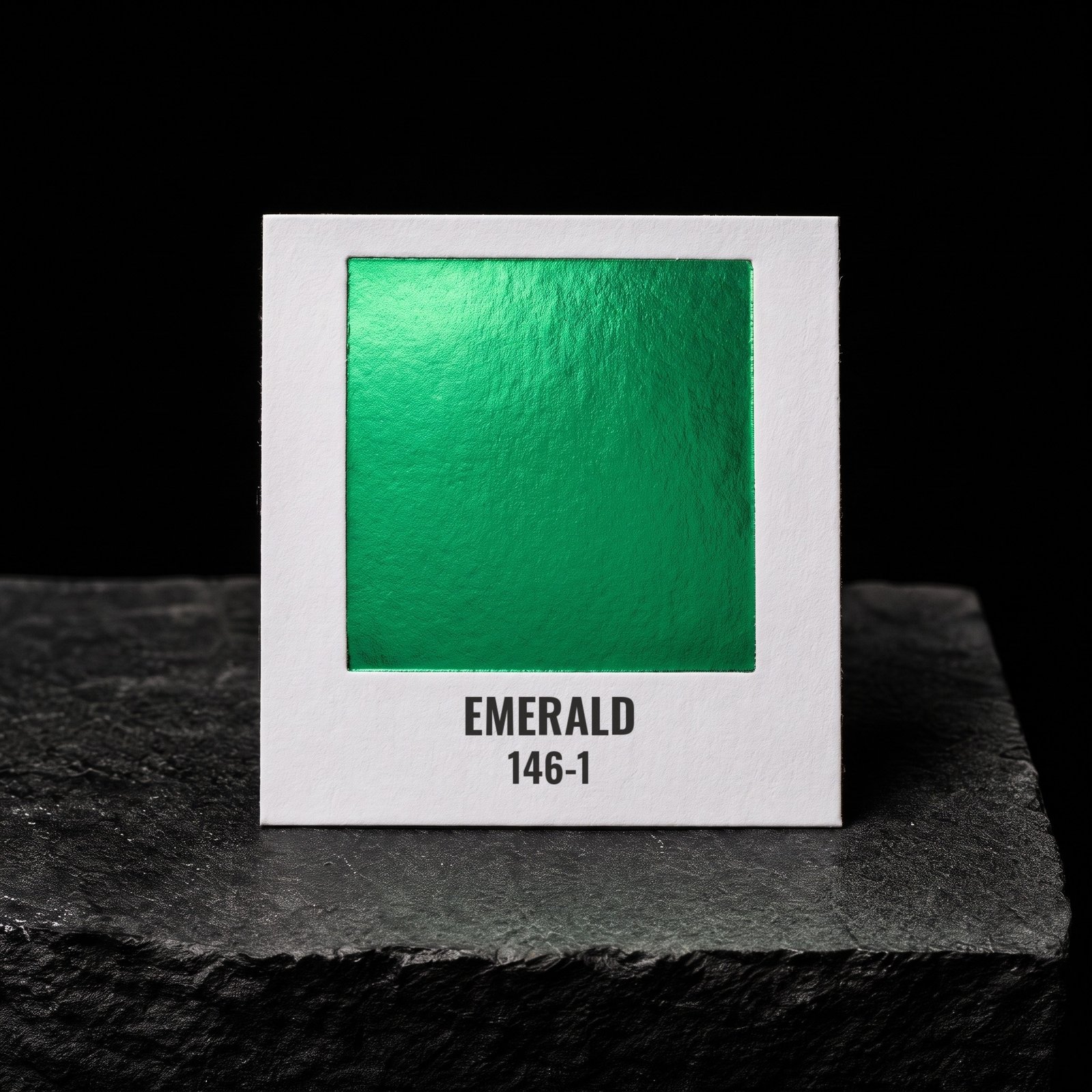 Emerald 146-1, real foil chip on slate
