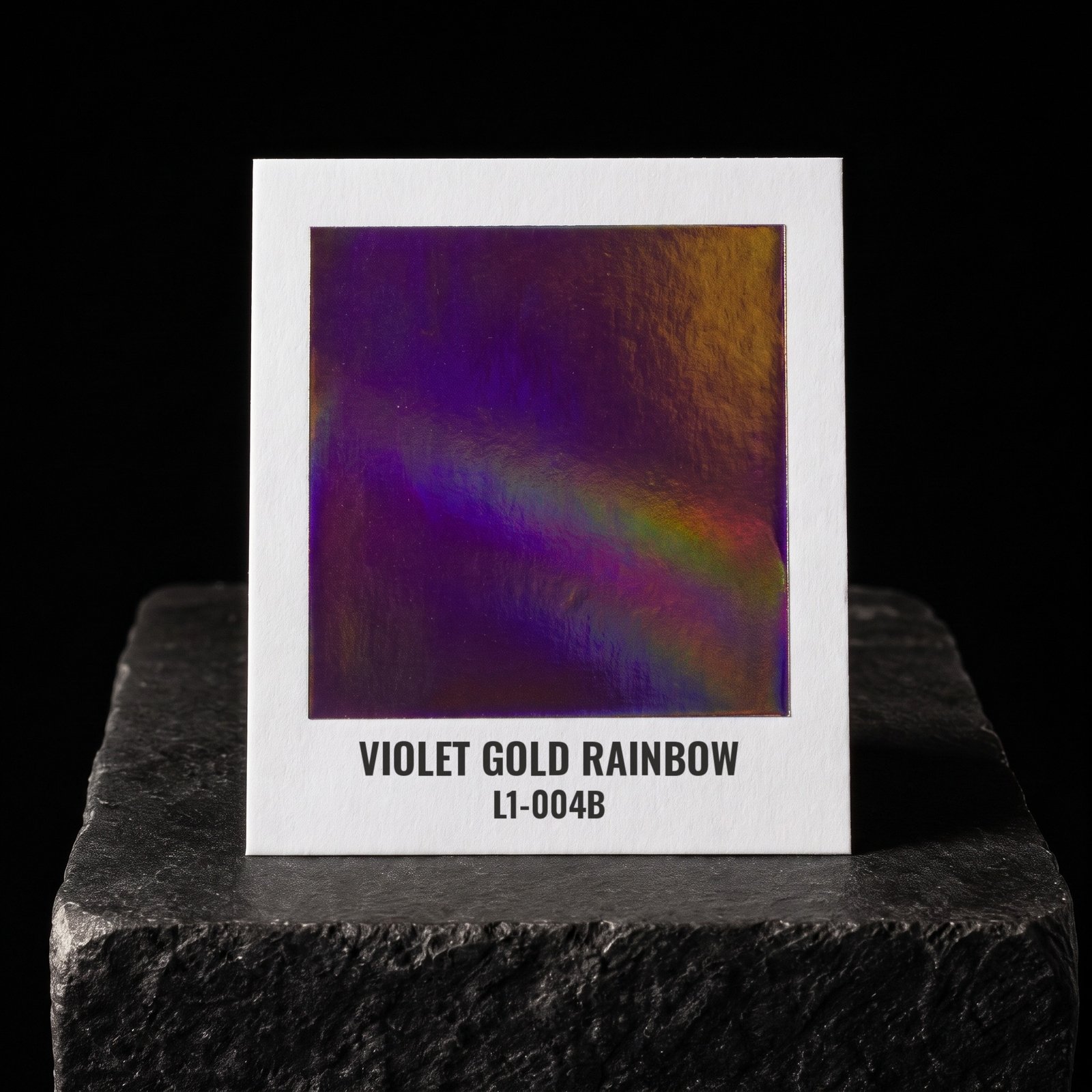 Violet Gold Rainbow L1-004B, real foil chip on slate