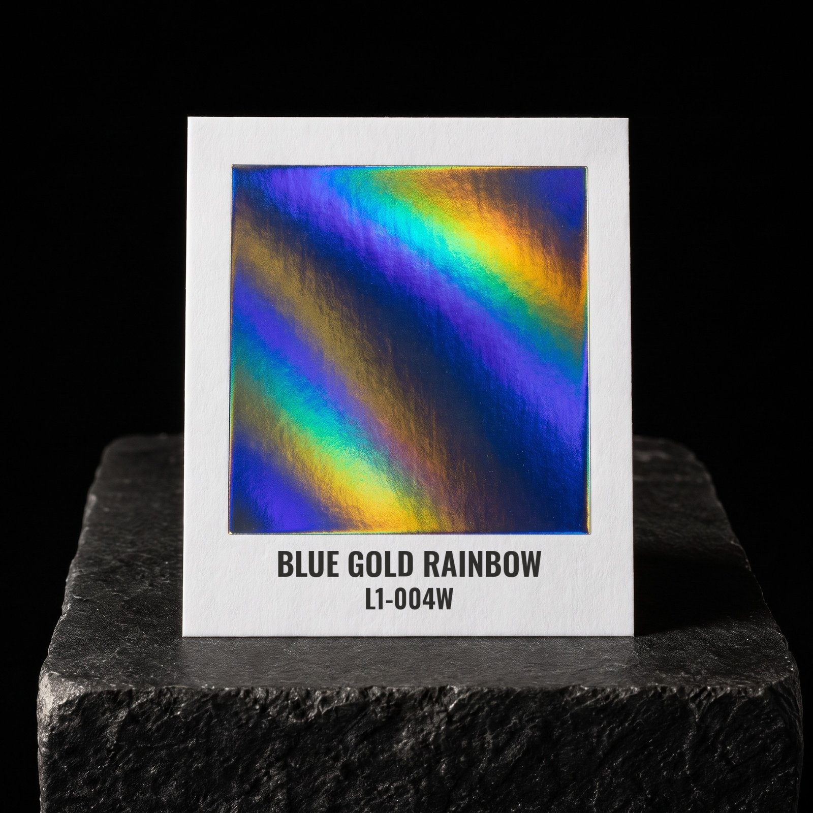 Blue Gold Rainbow L1-004W, real foil chip on slate