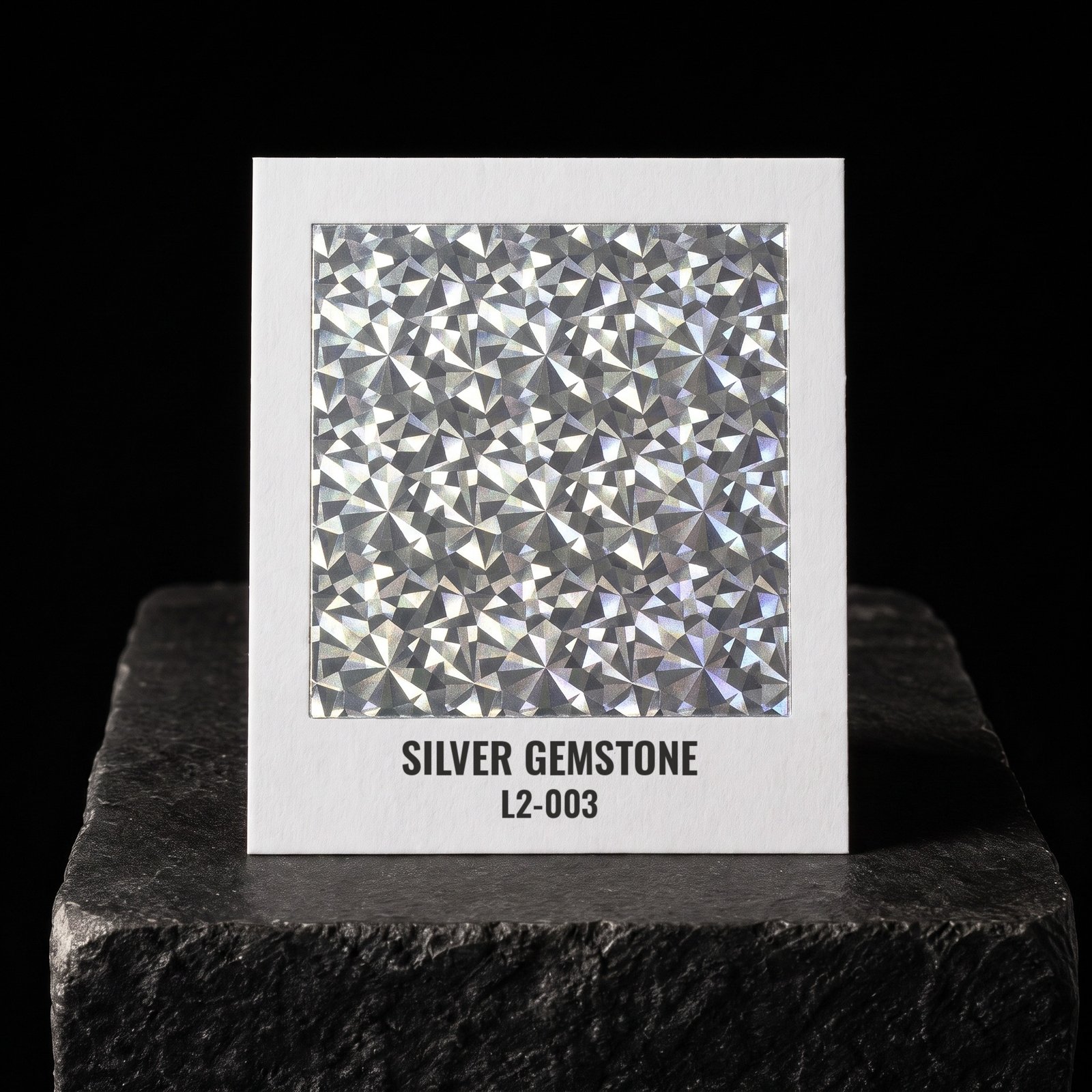 Silver Gemstone L2-003, real foil chip on slate