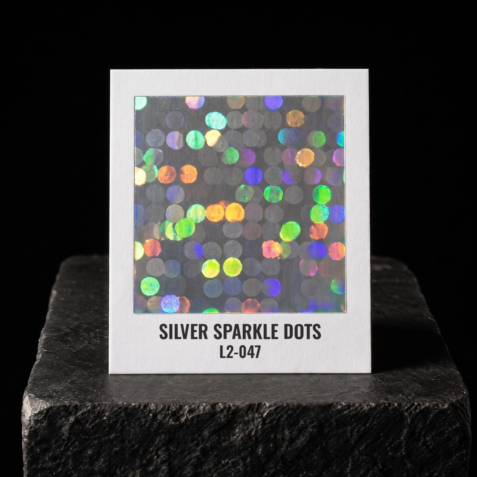 Silver Sparkle Dots L2-047, real foil chip on slate
