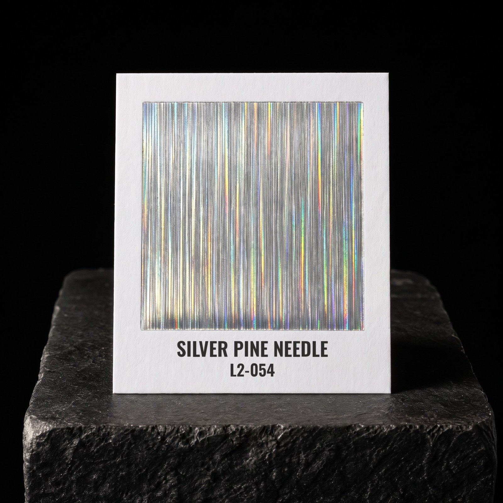 Silver Pine Needle L2-054, real foil chip on slate