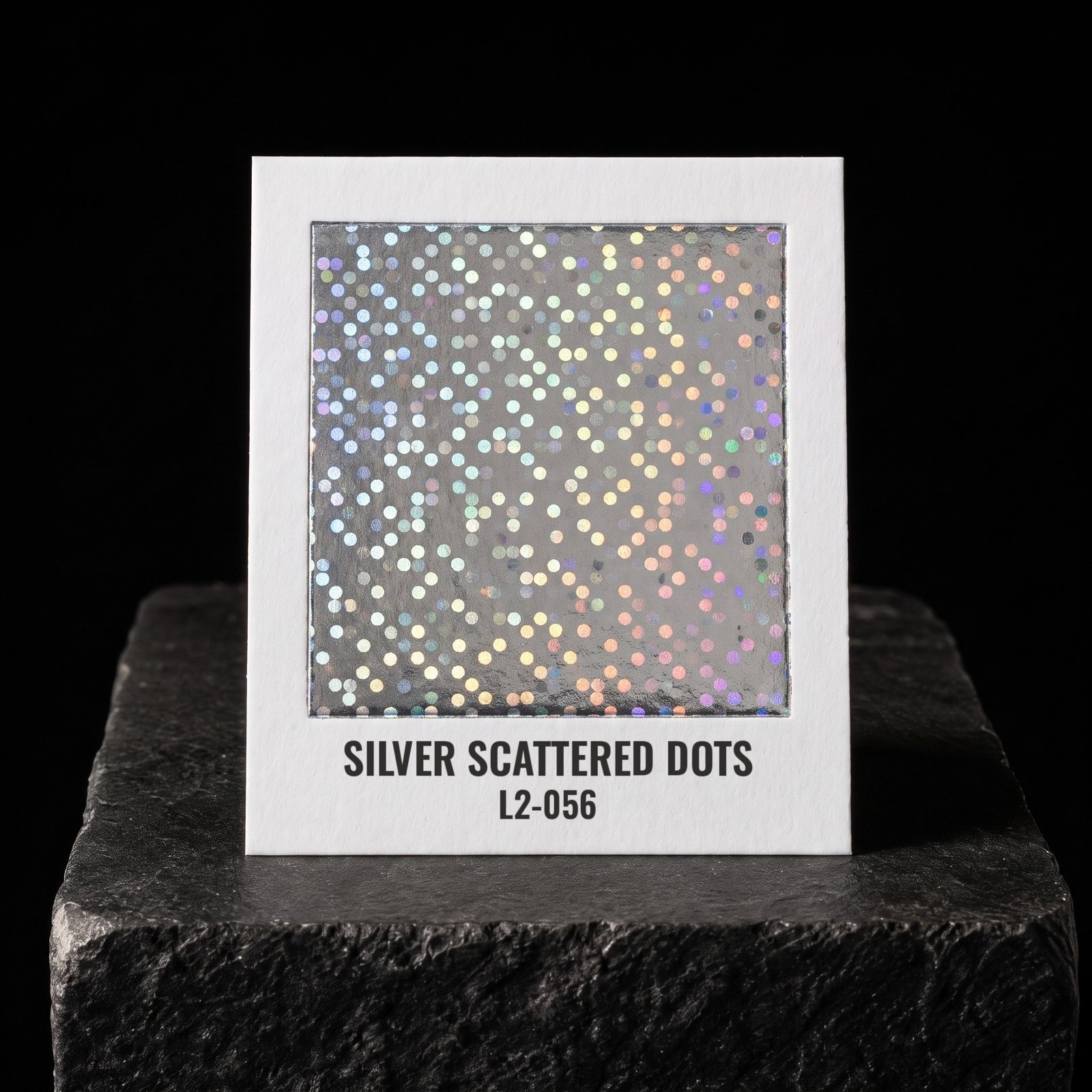 Silver Scattered Dots L2-056, real foil chip on slate