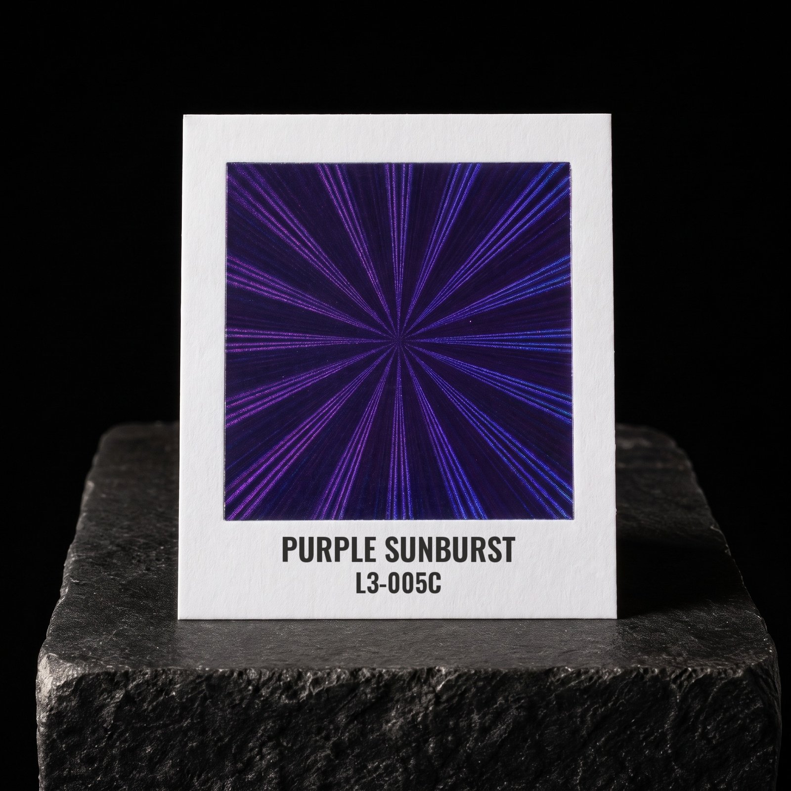 Purple Sunburst L3-005C, real foil chip on slate