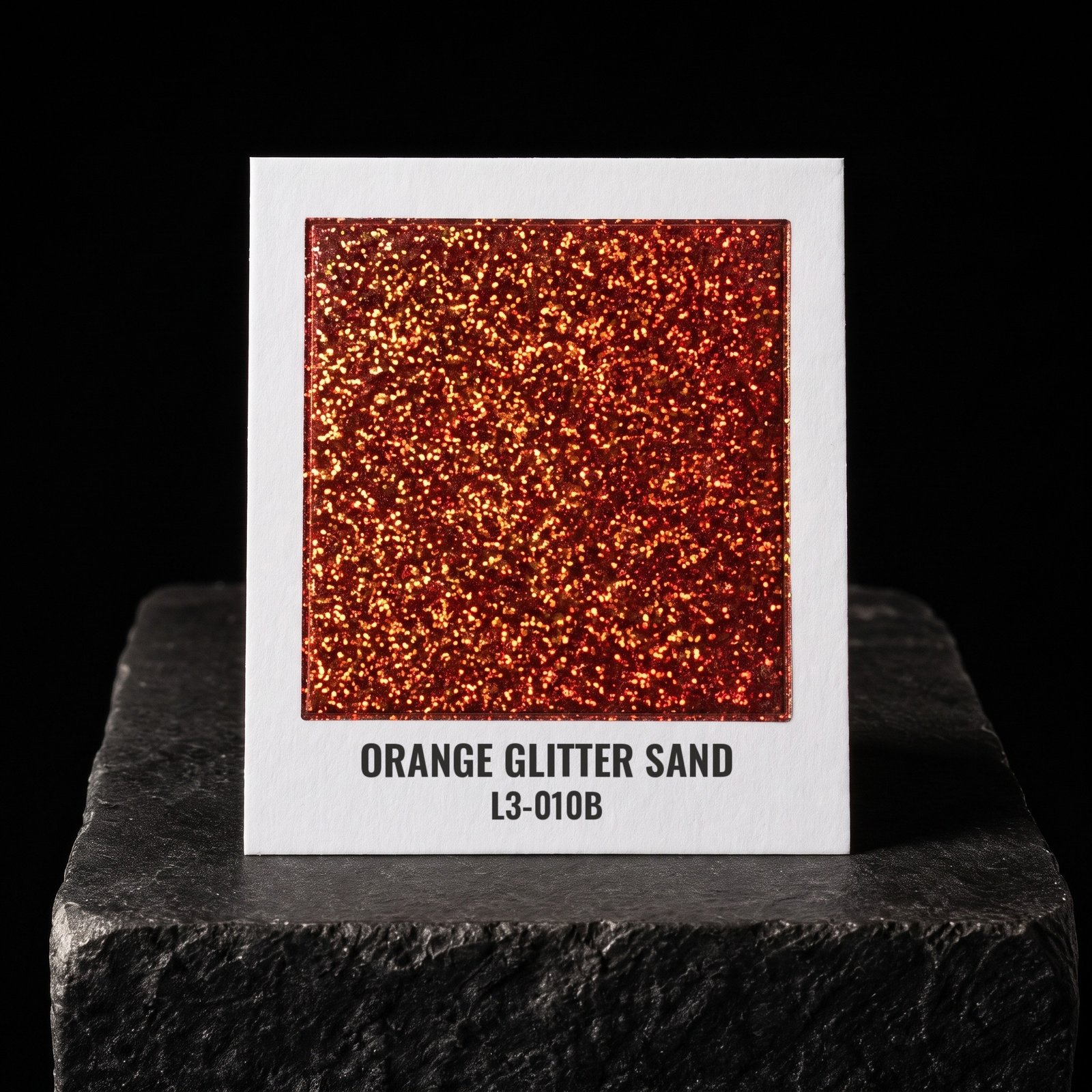 Orange Glitter Sand L3-010B, real foil chip on slate