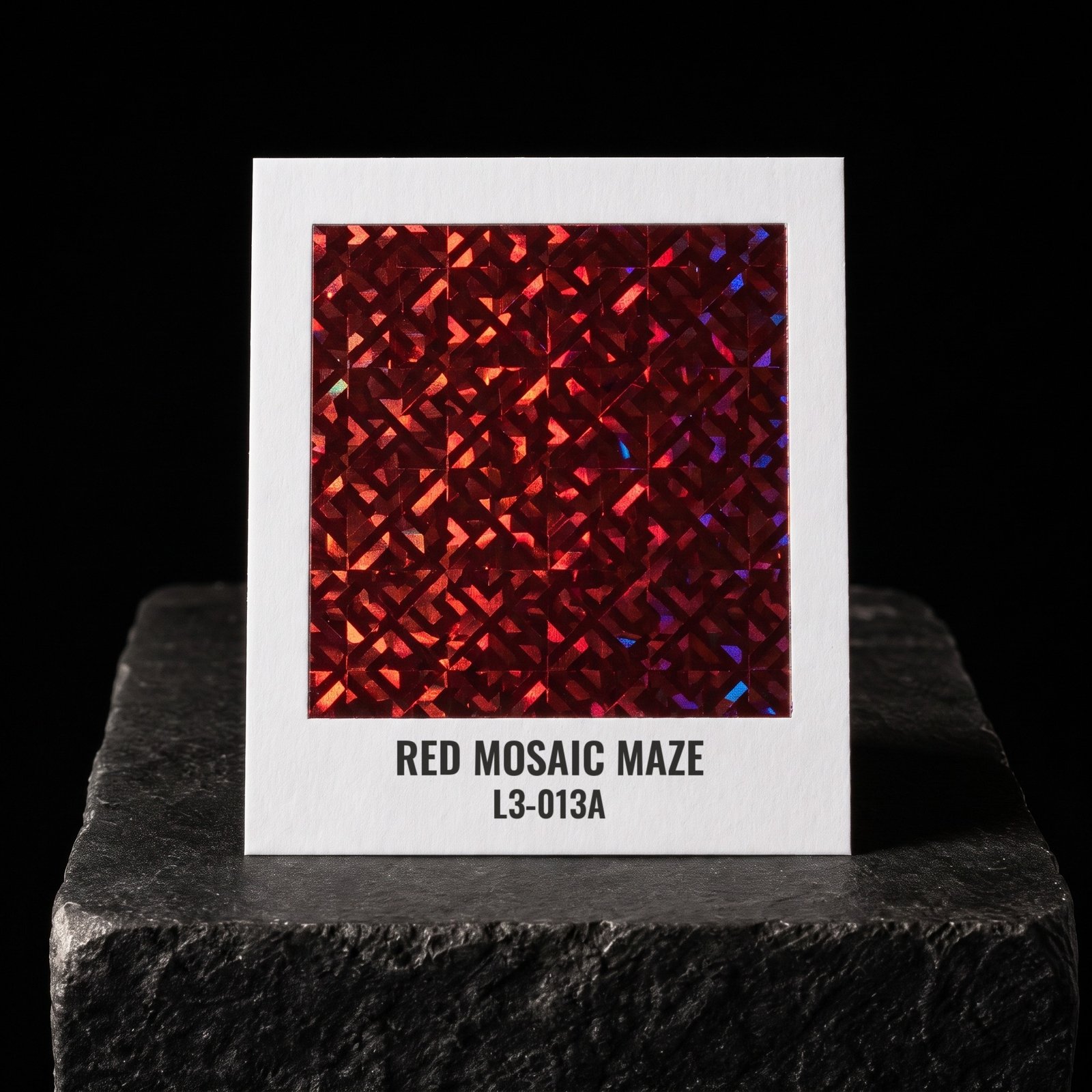 Red Mosaic Maze L3-013A, real foil chip on slate