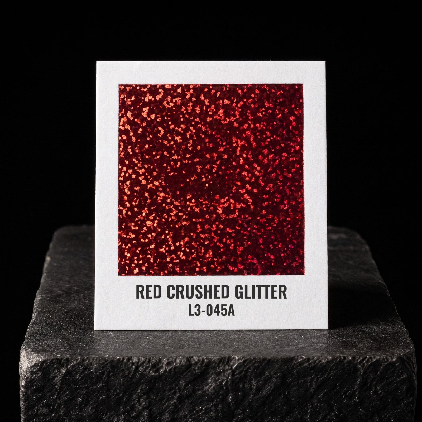 Red Crushed Glitter L3-045A, real foil chip on slate