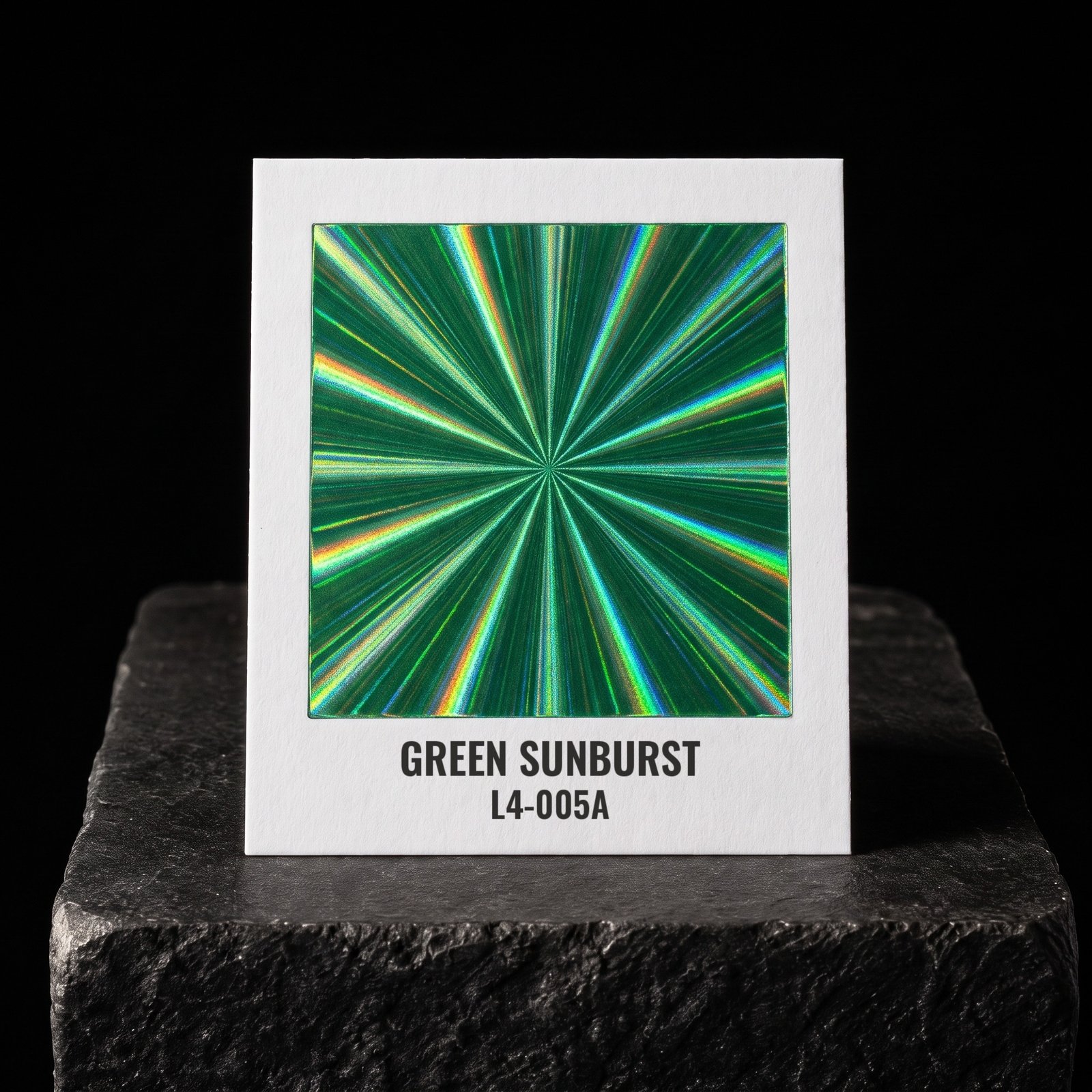 Green Sunburst L4-005A, real foil chip on slate