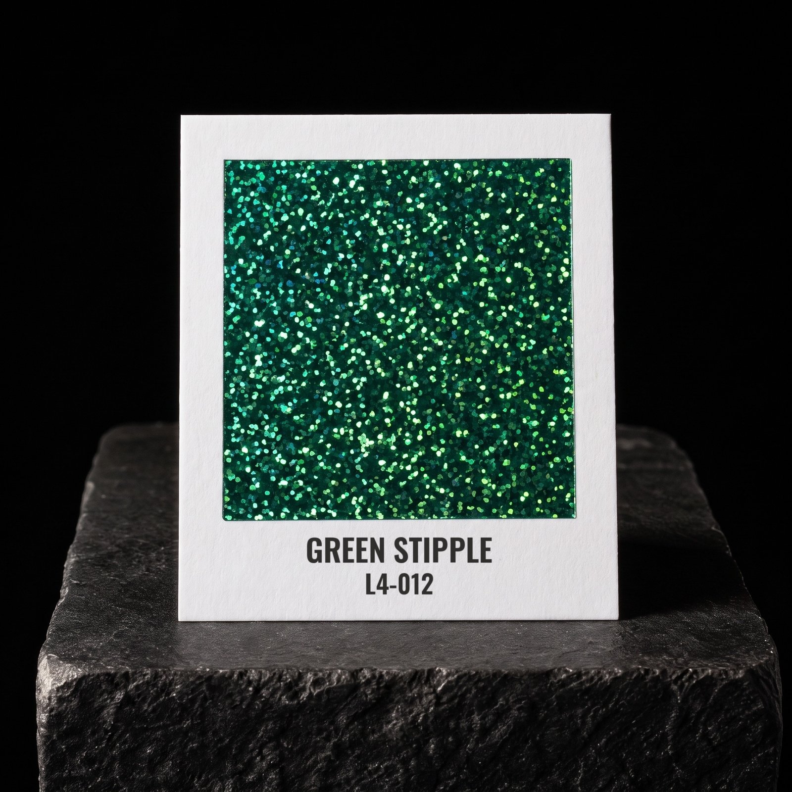 Green Stipple L4-012, real foil chip on slate