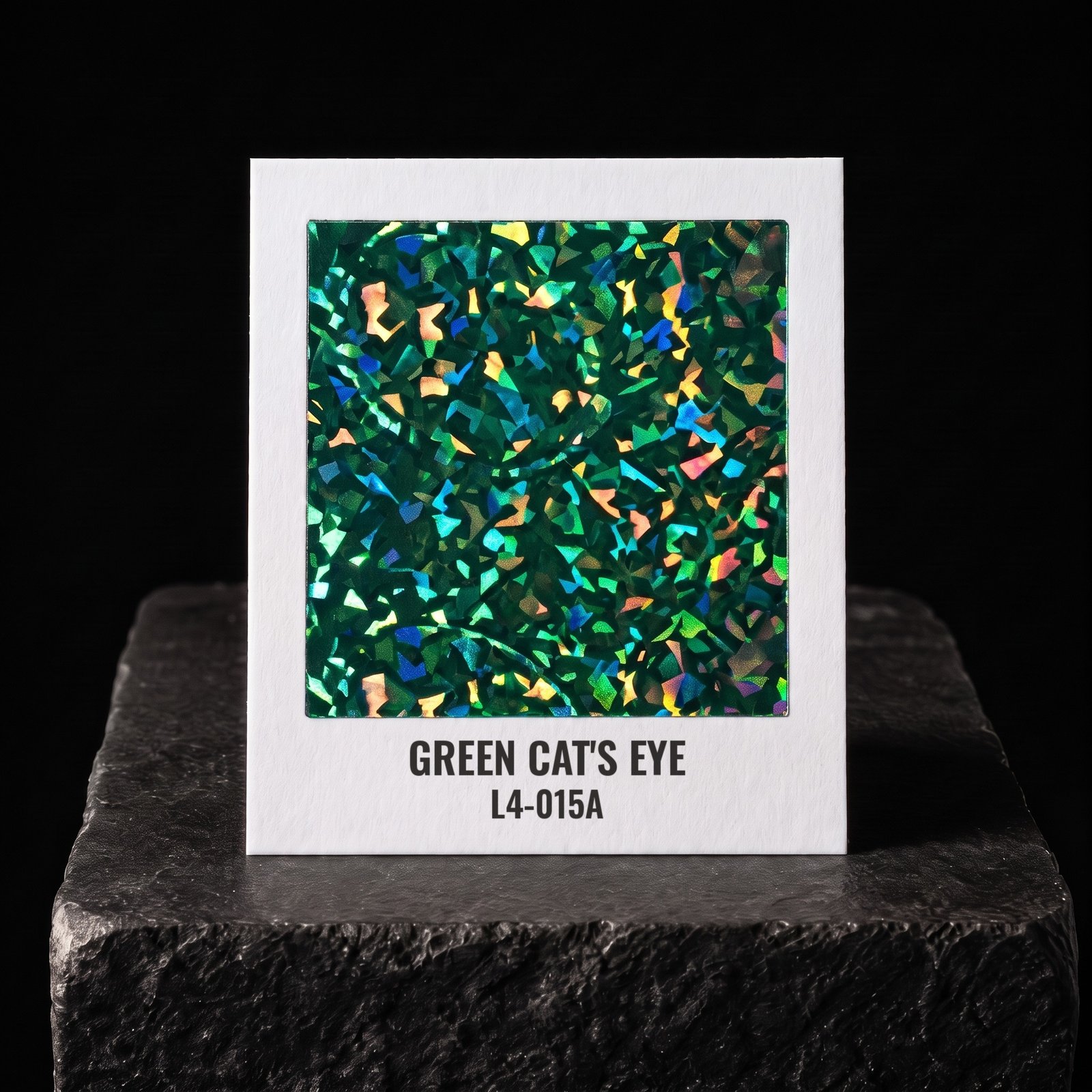 Green Cat's Eye L4-015A, real foil chip on slate