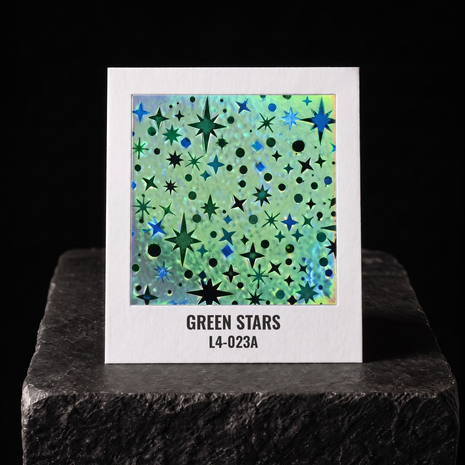 Green Stars L4-023A, real foil chip on slate