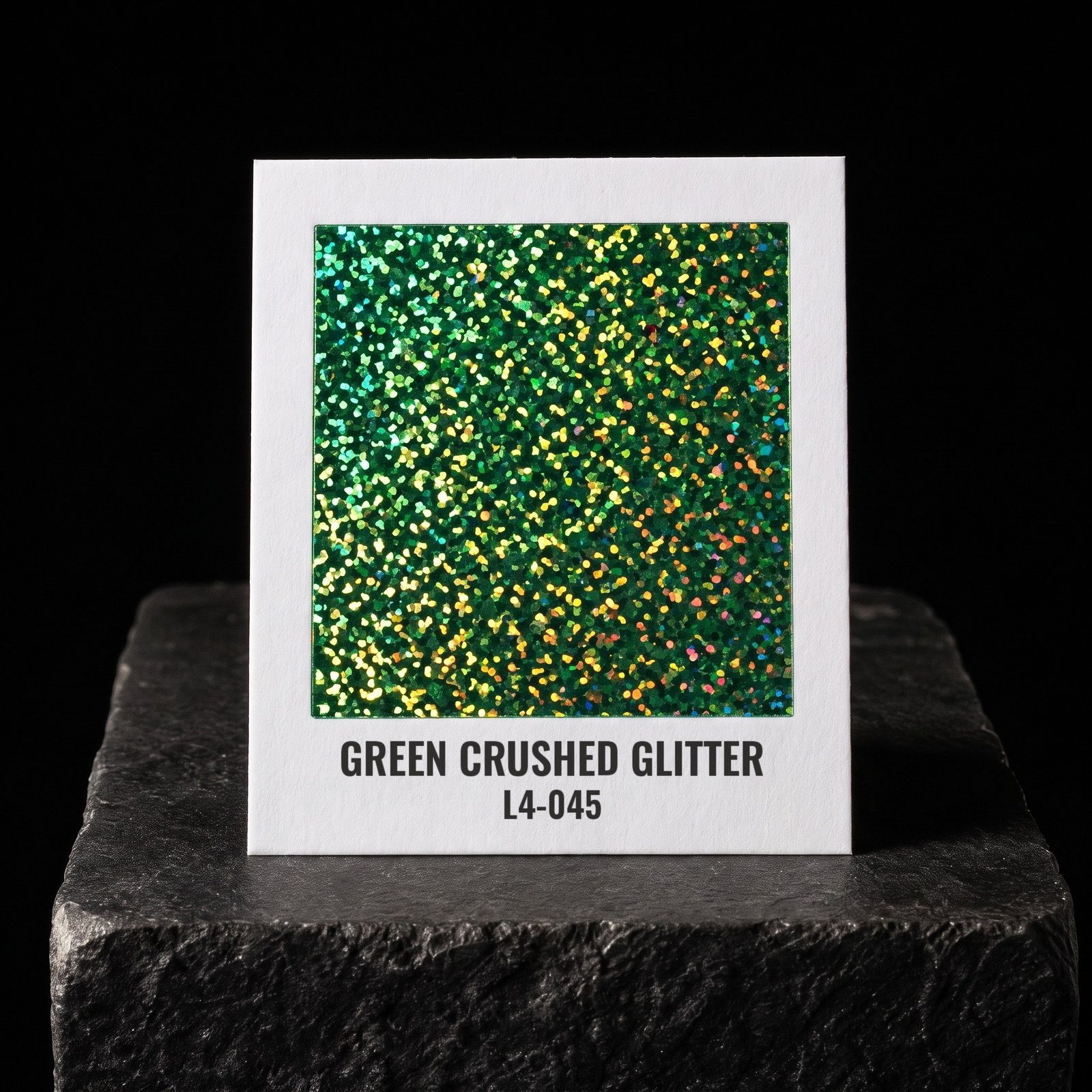 Green Crushed Glitter L4-045, real foil chip on slate