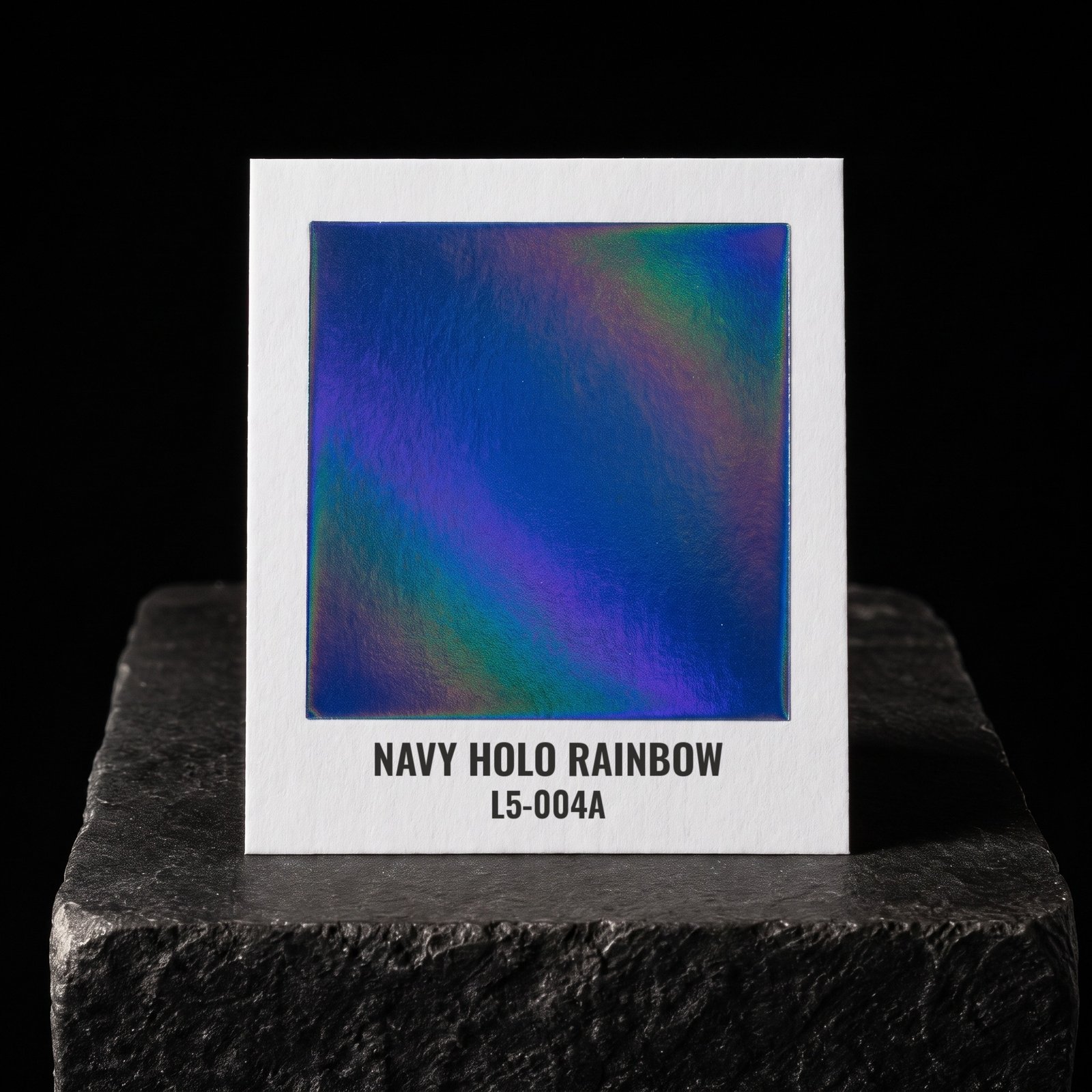Navy Holo Rainbow L5-004A, real foil chip on slate