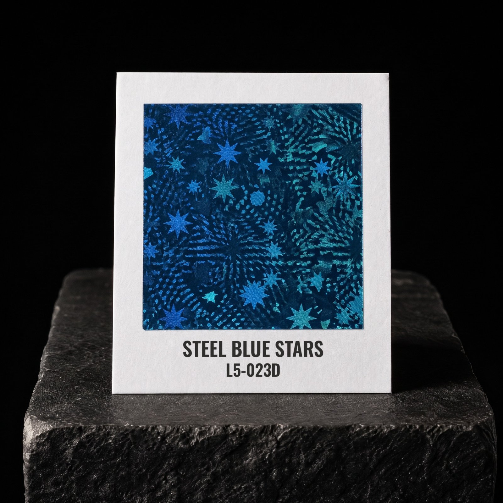 Steel Blue Stars L5-023D, real foil chip on slate