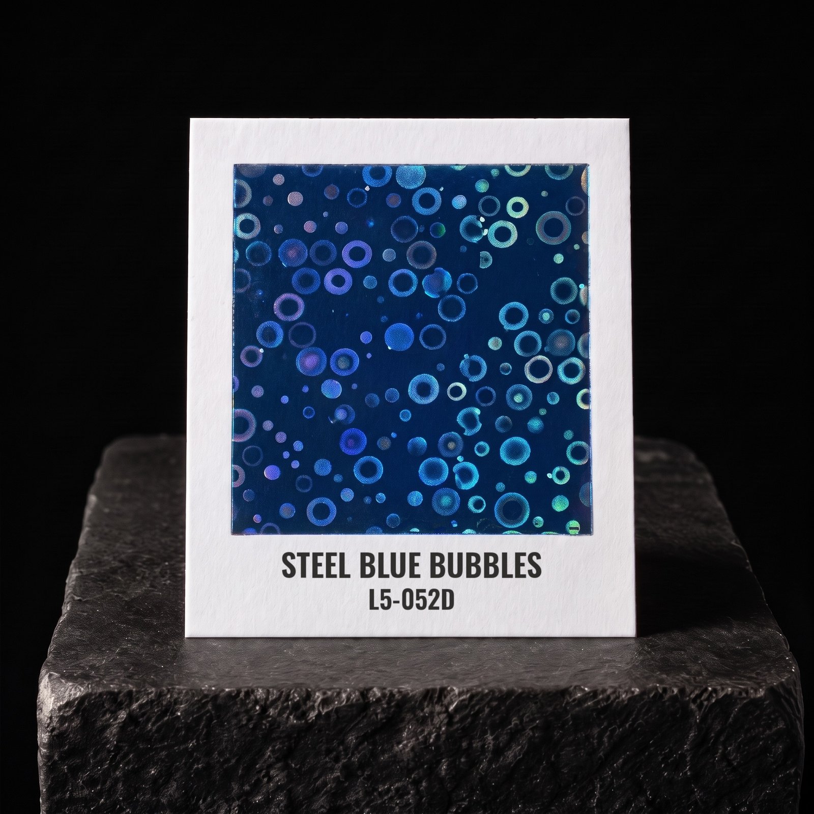 Steel Blue Bubbles L5-052D, real foil chip on slate
