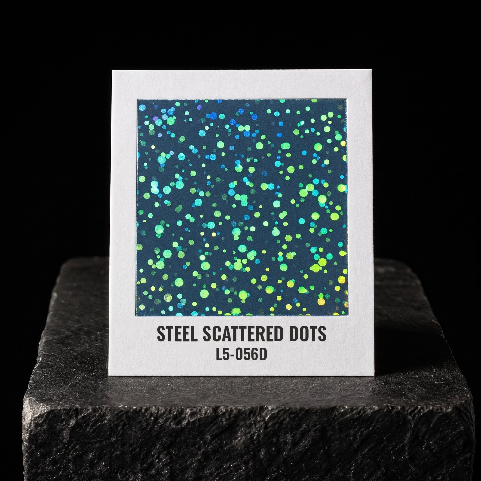 Steel Scattered Dots L5-056D, real foil chip on slate