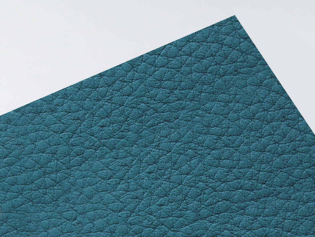 Gmund Leather Peacock paper swatch — teal-green peacock