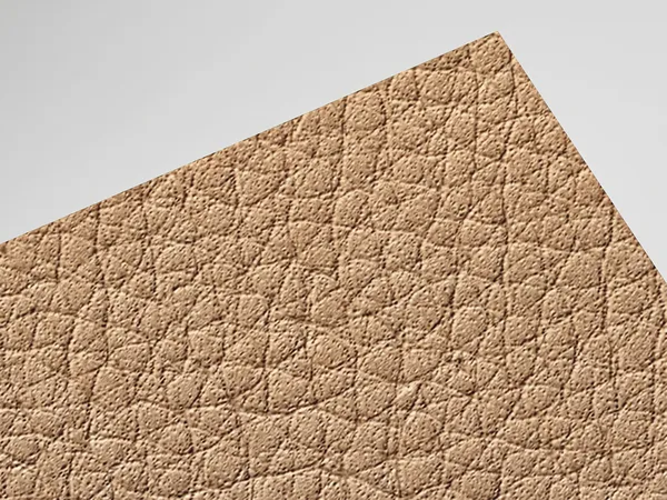 Gmund Heather (formerly Leather) Peanut paper swatch: Peanut, Genuine leather-grain emboss transferred from real hide