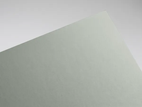 Sirio Pearl Platinum paper swatch: Platinum, pearlescent coating on both sides (110 gsm one side) over pulp-dyed base