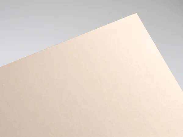 Sirio Pearl Rose Gold paper swatch: Rose Gold, pearlescent coating on both sides (110 gsm one side) over pulp-dyed base