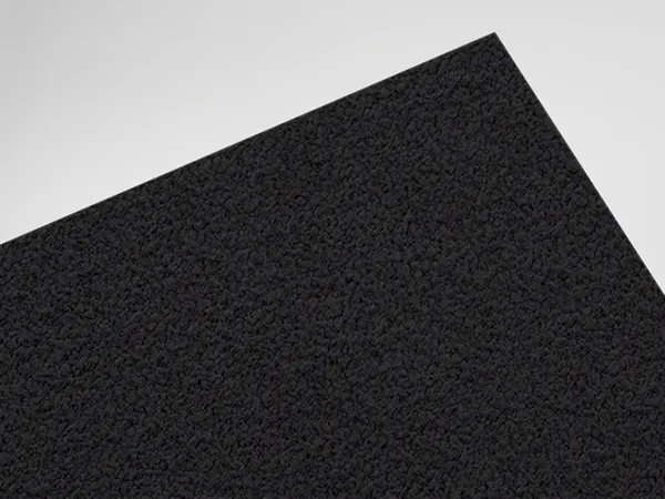 Gmund Urban Cement Black paper swatch: Cement Black, Three architectural textures in four shared colours (Powder, Grey, Dust, Black)