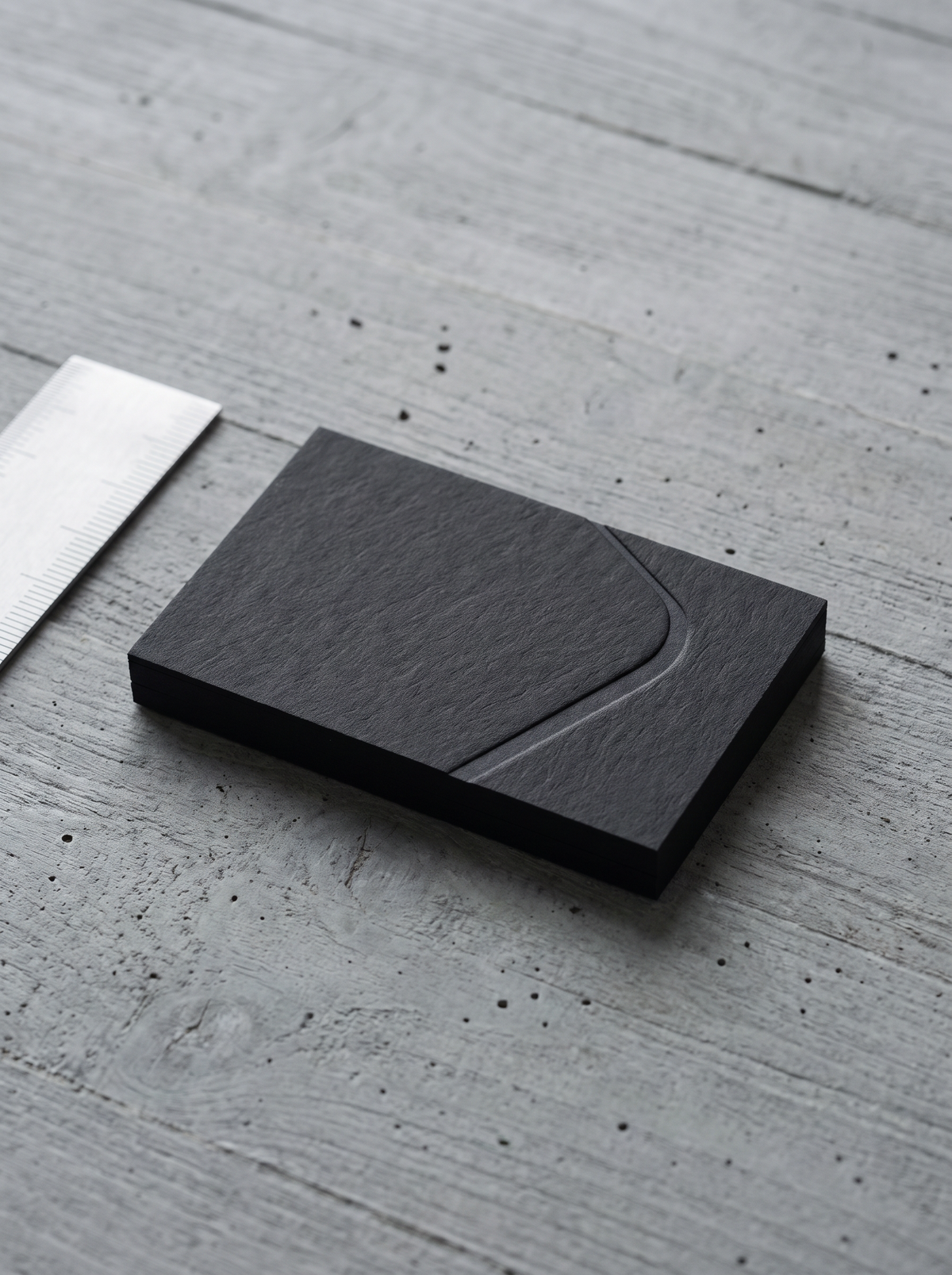 Business card concept: gmund gmund-heidi Dull Black 530gsm · blind deboss
