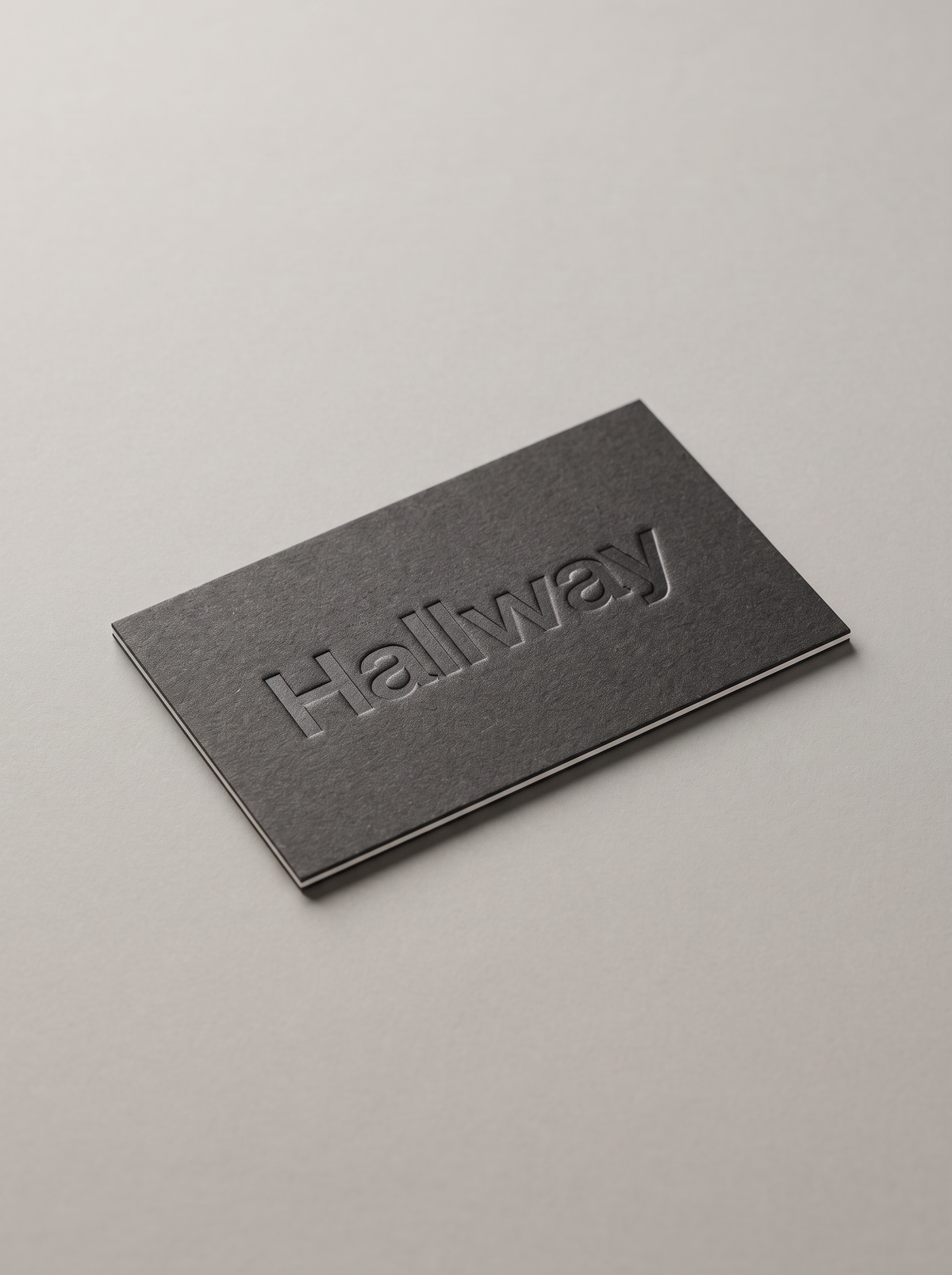 Business card concept: fedrigoni materica Pitch · blind deboss · core visible edges